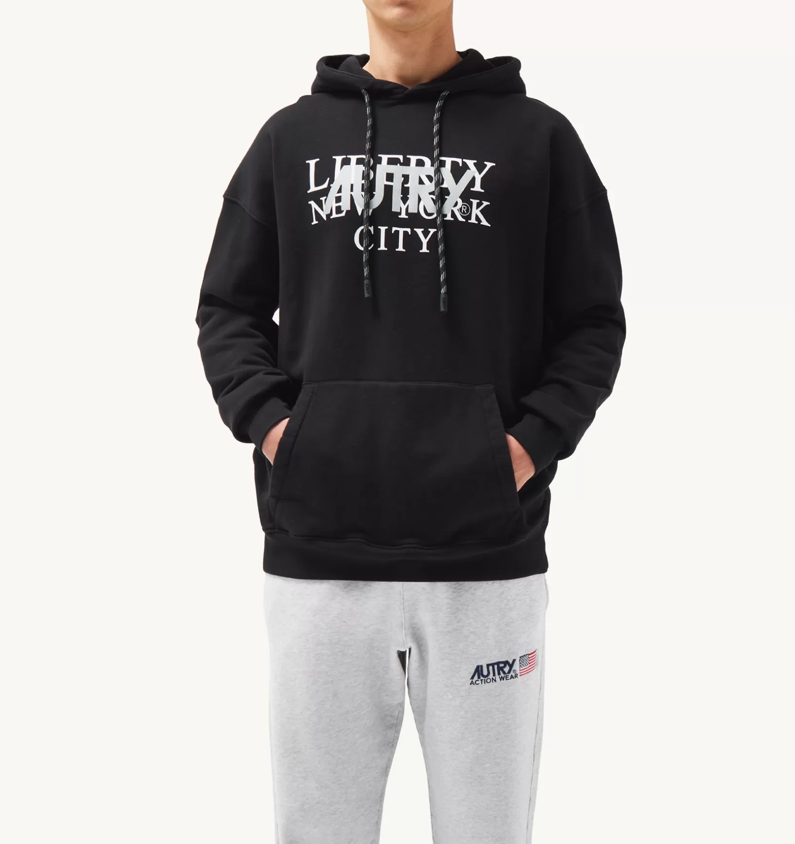 AUTRY Felpa Con Cappuccio Liberty Print Nero^Uomo Top