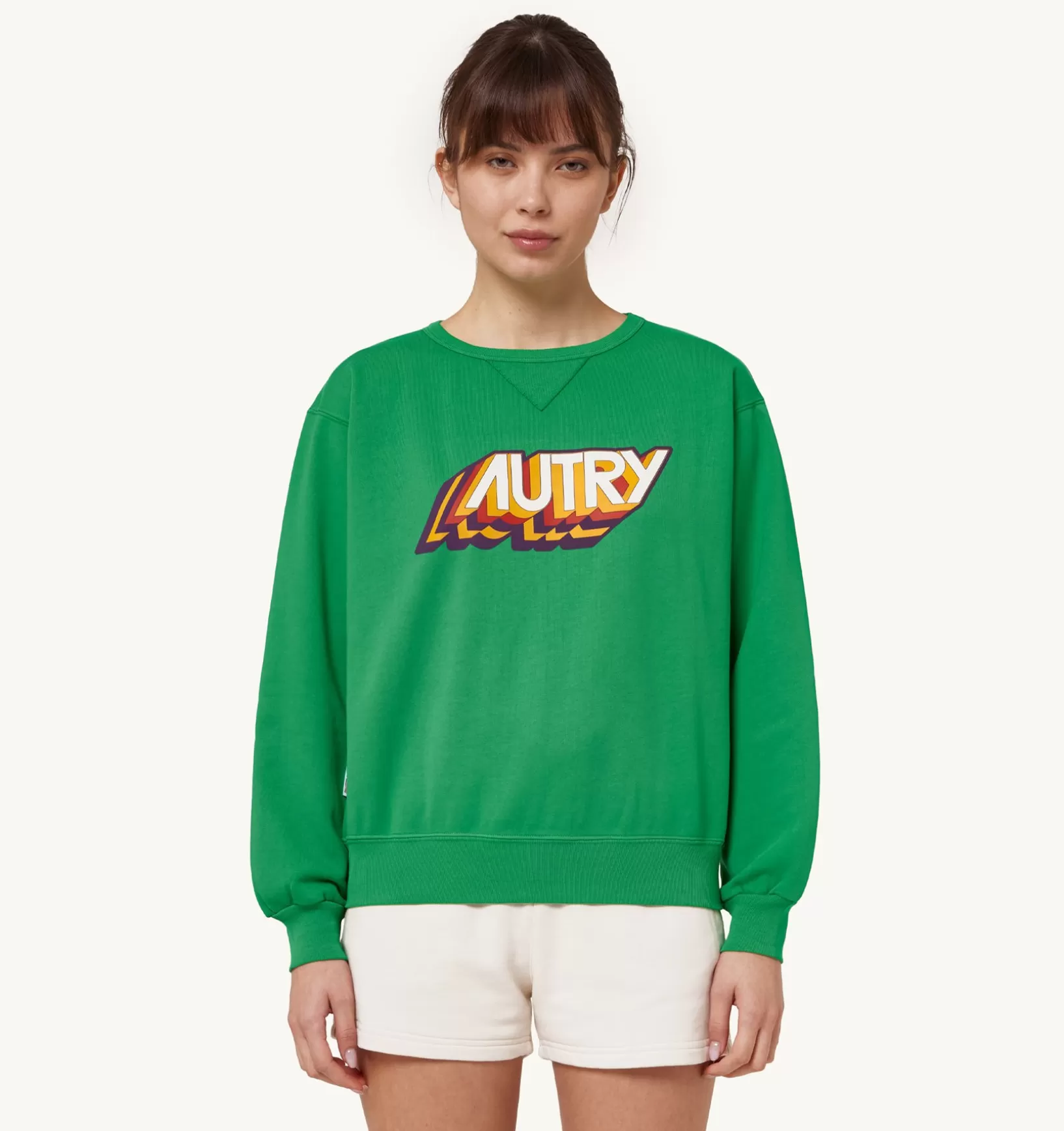 AUTRY Felpa Girocollo Aerobic Logo Verde^Donna Top