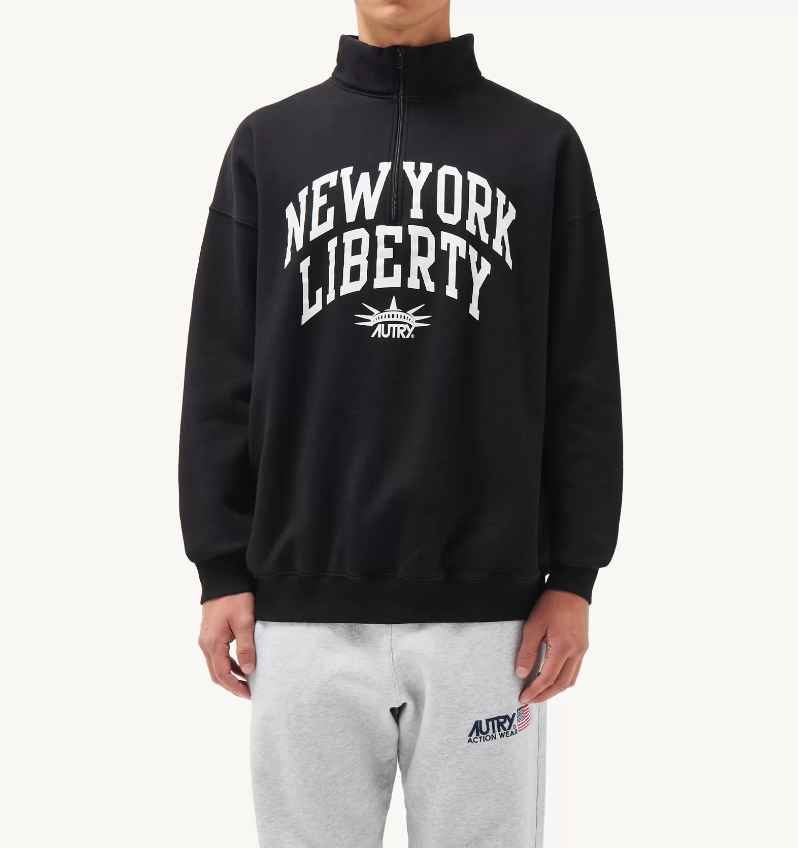 AUTRY Felpa Mezza Zip Liberty Photo Nero^Uomo Top