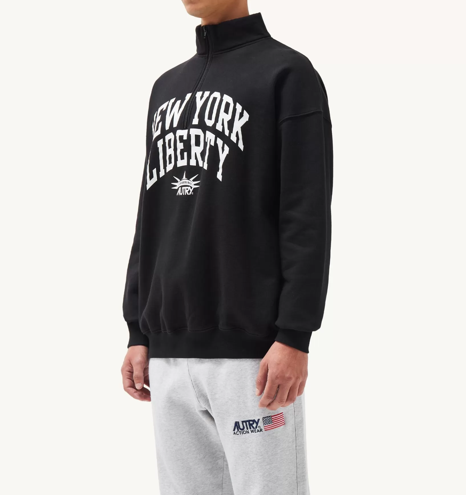 AUTRY Felpa Mezza Zip Liberty Photo Nero^Uomo Top