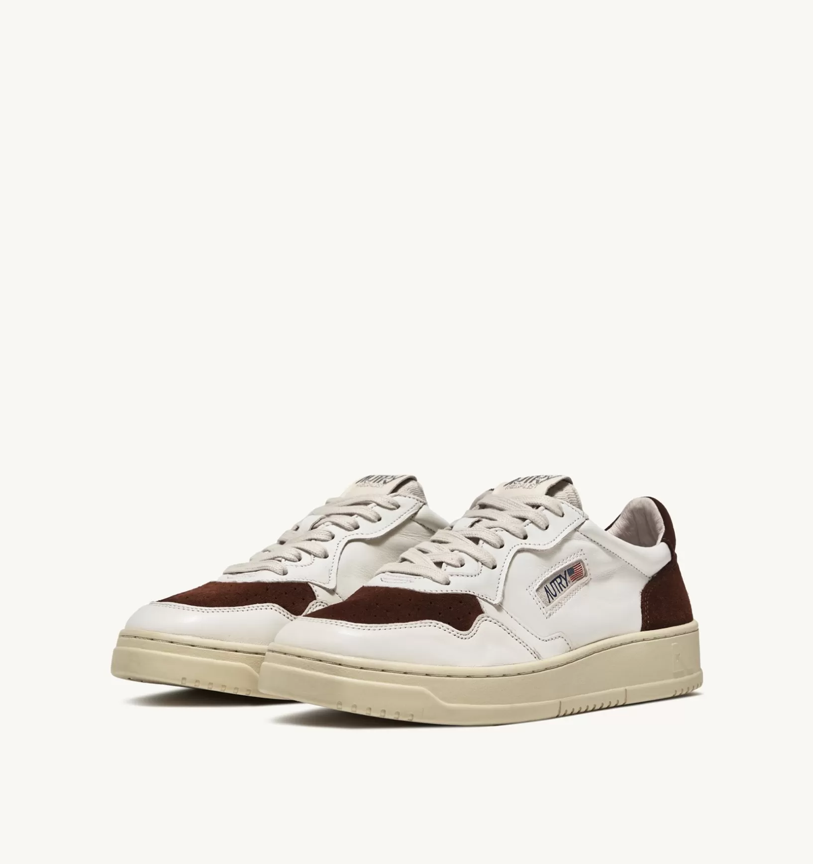 AUTRY Medalist Low Sneaker In Suede E Pelle Bianco E Marrone^Uomo Medalist