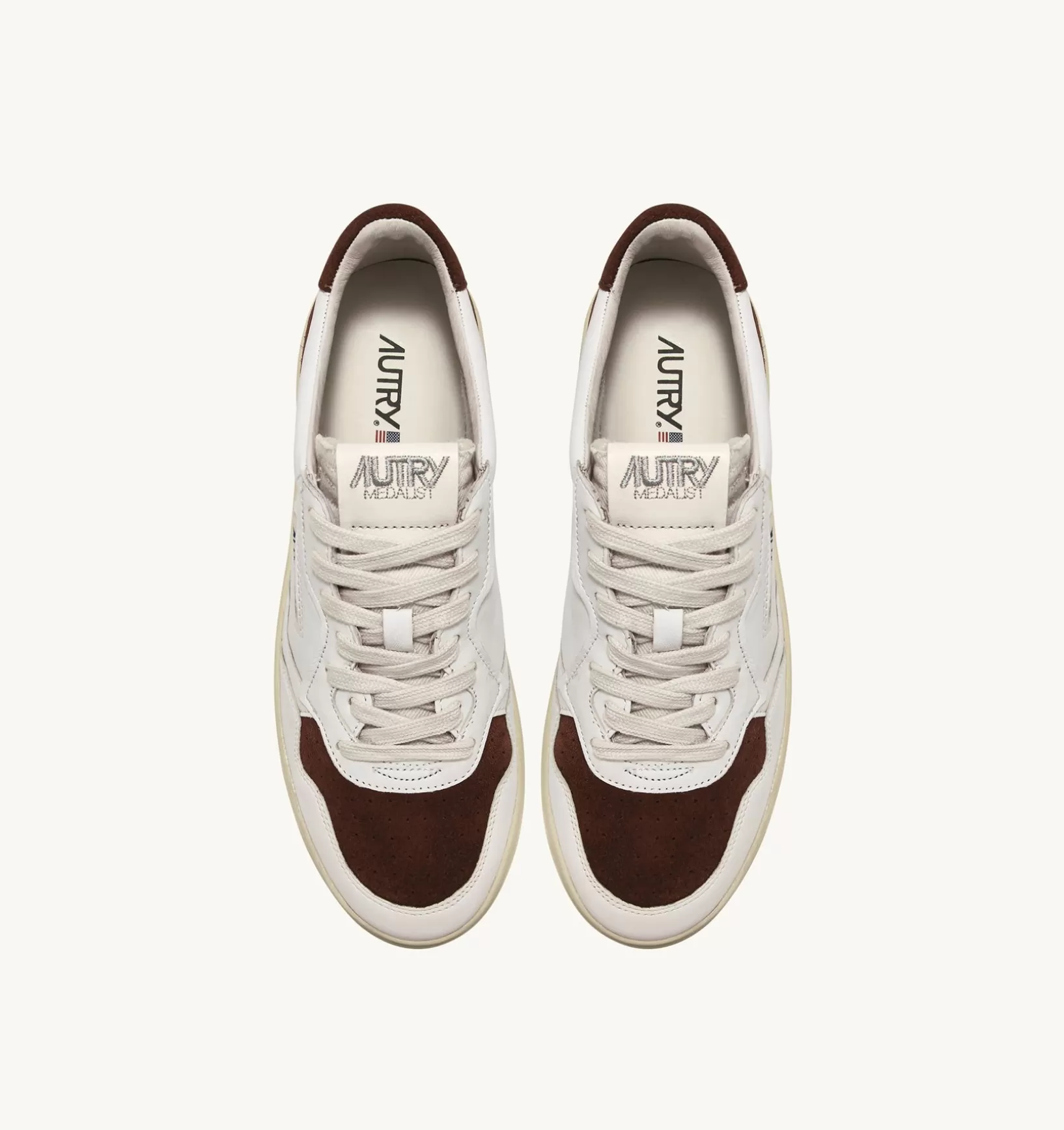 AUTRY Medalist Low Sneaker In Suede E Pelle Bianco E Marrone^Uomo Medalist