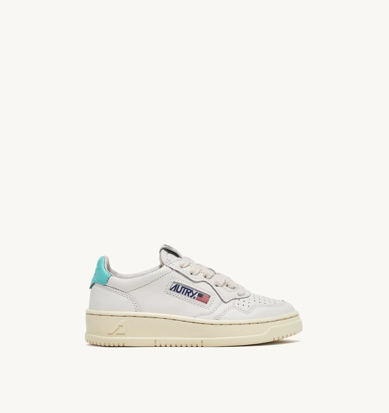 AUTRY Medalist Low Sneakers In Pelle Bianca E Turquoise Per Bambini^Bambino Medalist