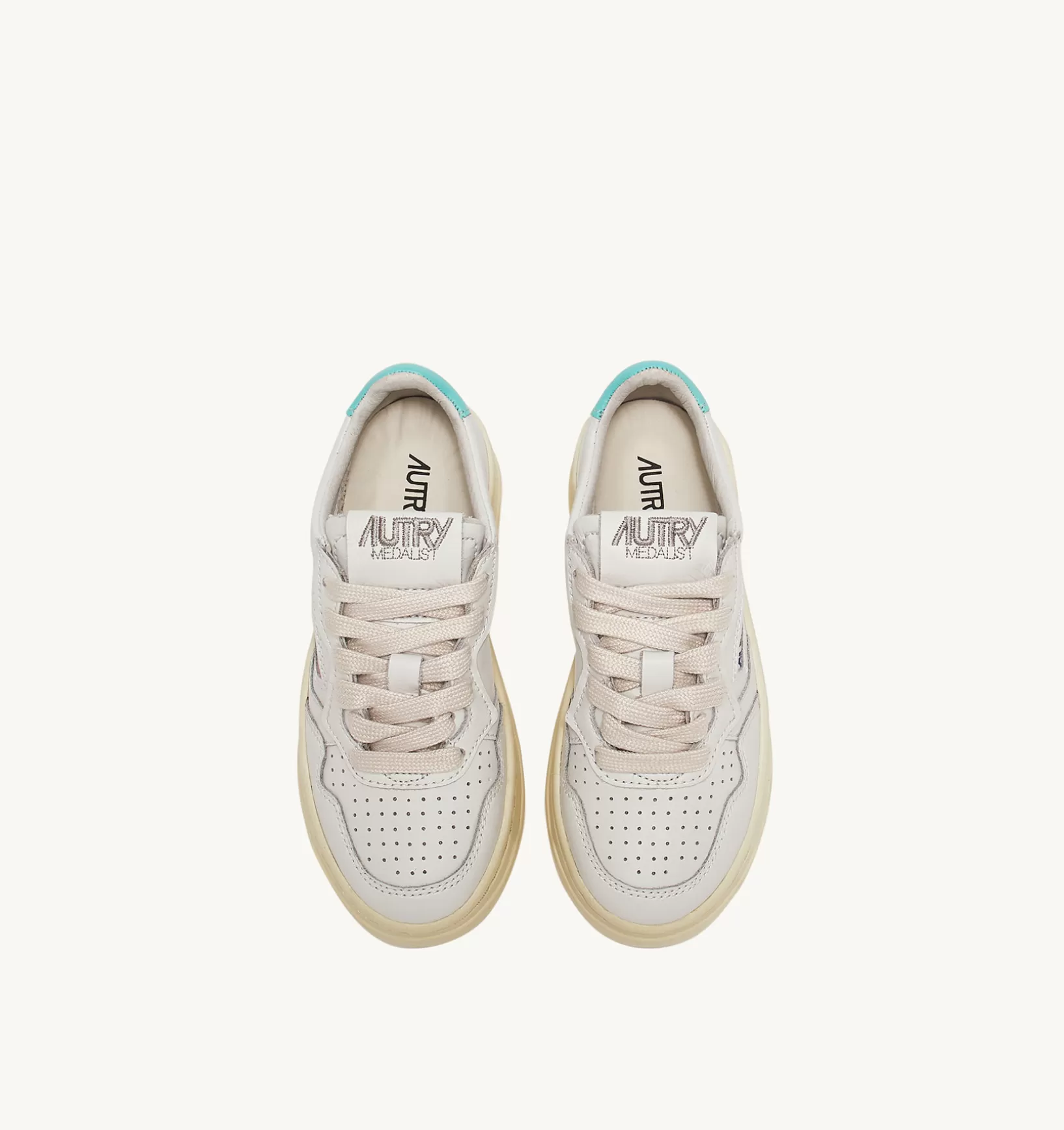 AUTRY Medalist Low Sneakers In Pelle Bianca E Turquoise Per Bambini^Bambino Medalist