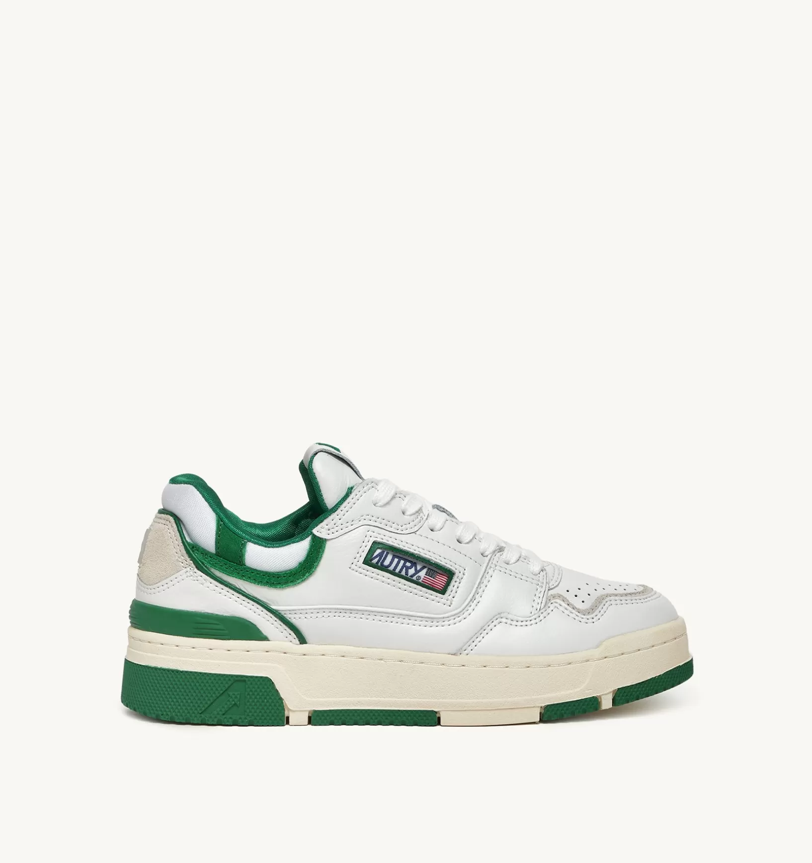 AUTRY Sneakers Clc In Pelle Bianca E Suede Verde^Uomo Clc