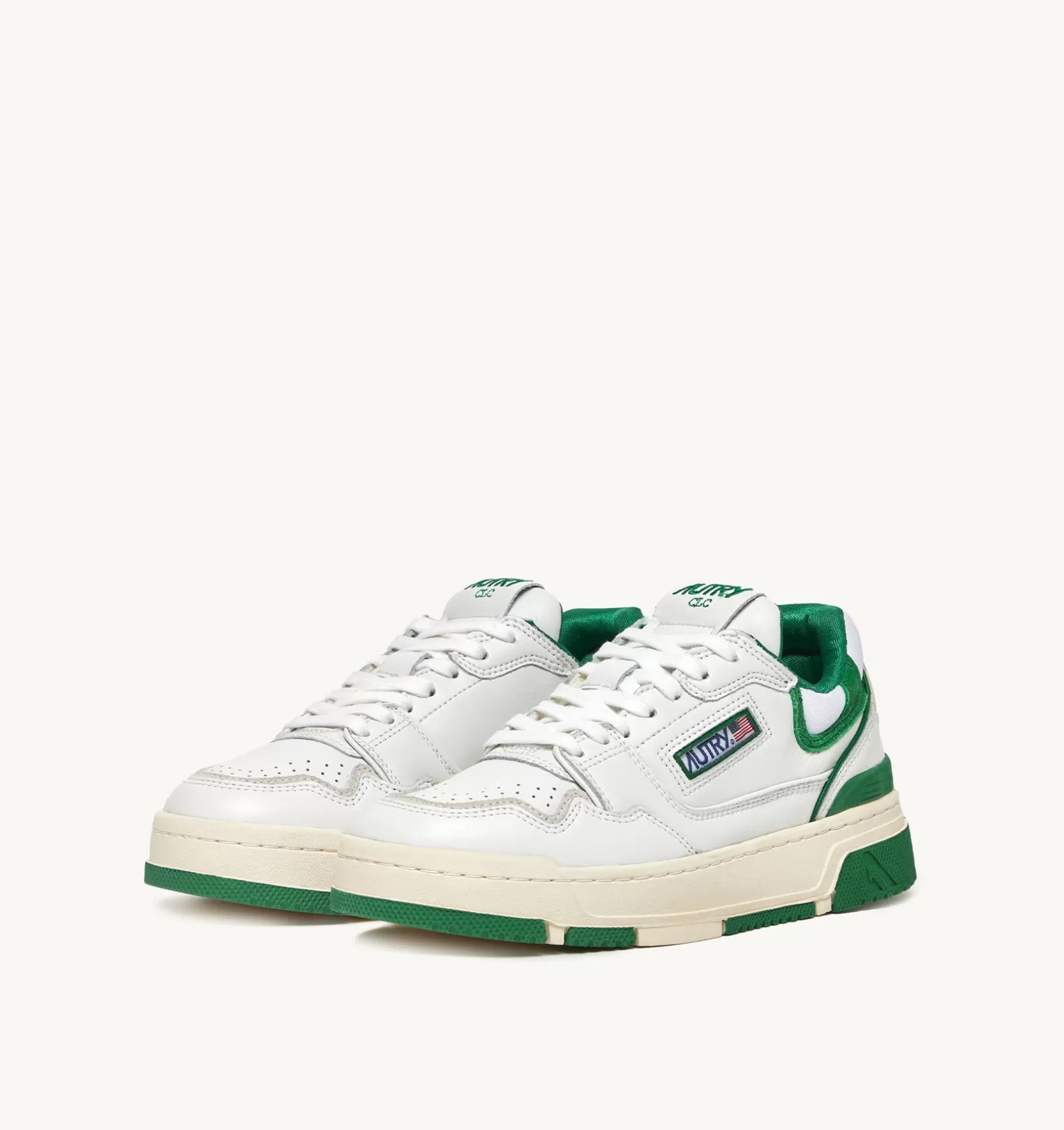 AUTRY Sneakers Clc In Pelle Bianca E Suede Verde^Uomo Clc