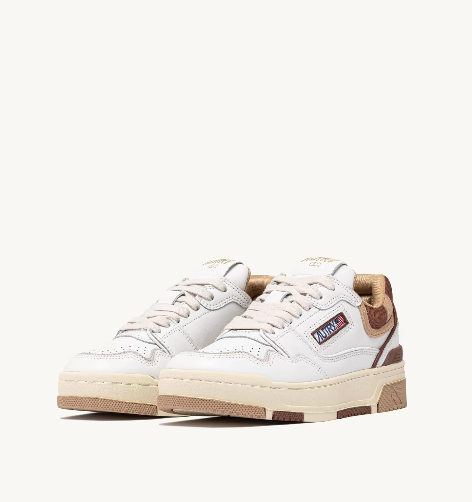 AUTRY Sneakers Clc In Pelle Colore Bianco Beige E Marrone^Donna Clc