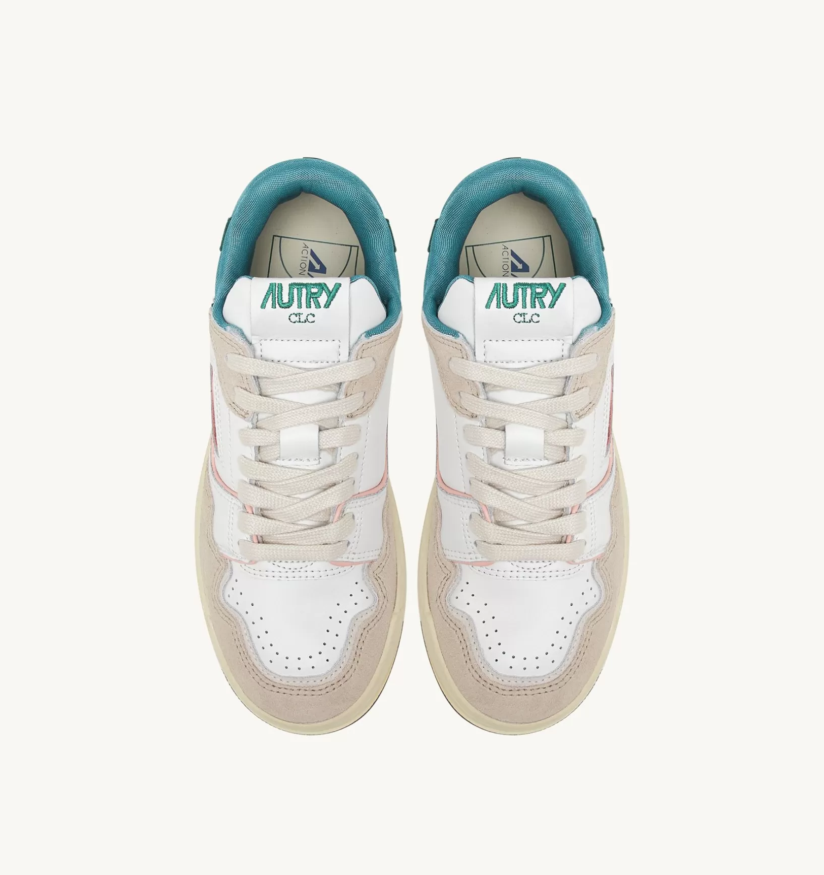 AUTRY Sneakers Clc In Pelle Colore Bianco Verde E Suede Beige^Donna Clc