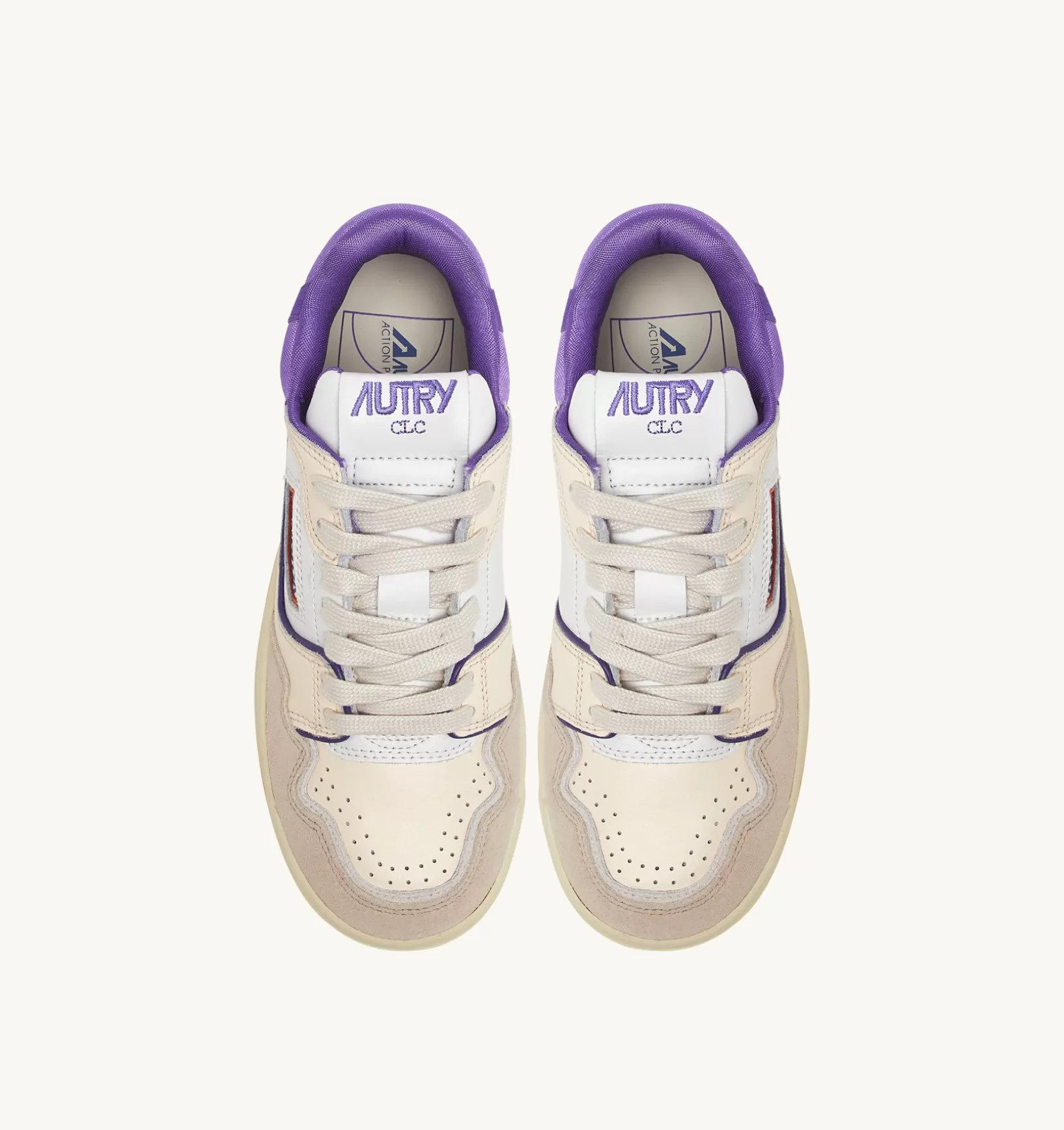 AUTRY Sneakers Clc In Pelle Colore Bianco Viola E Suede Beige^Donna Clc