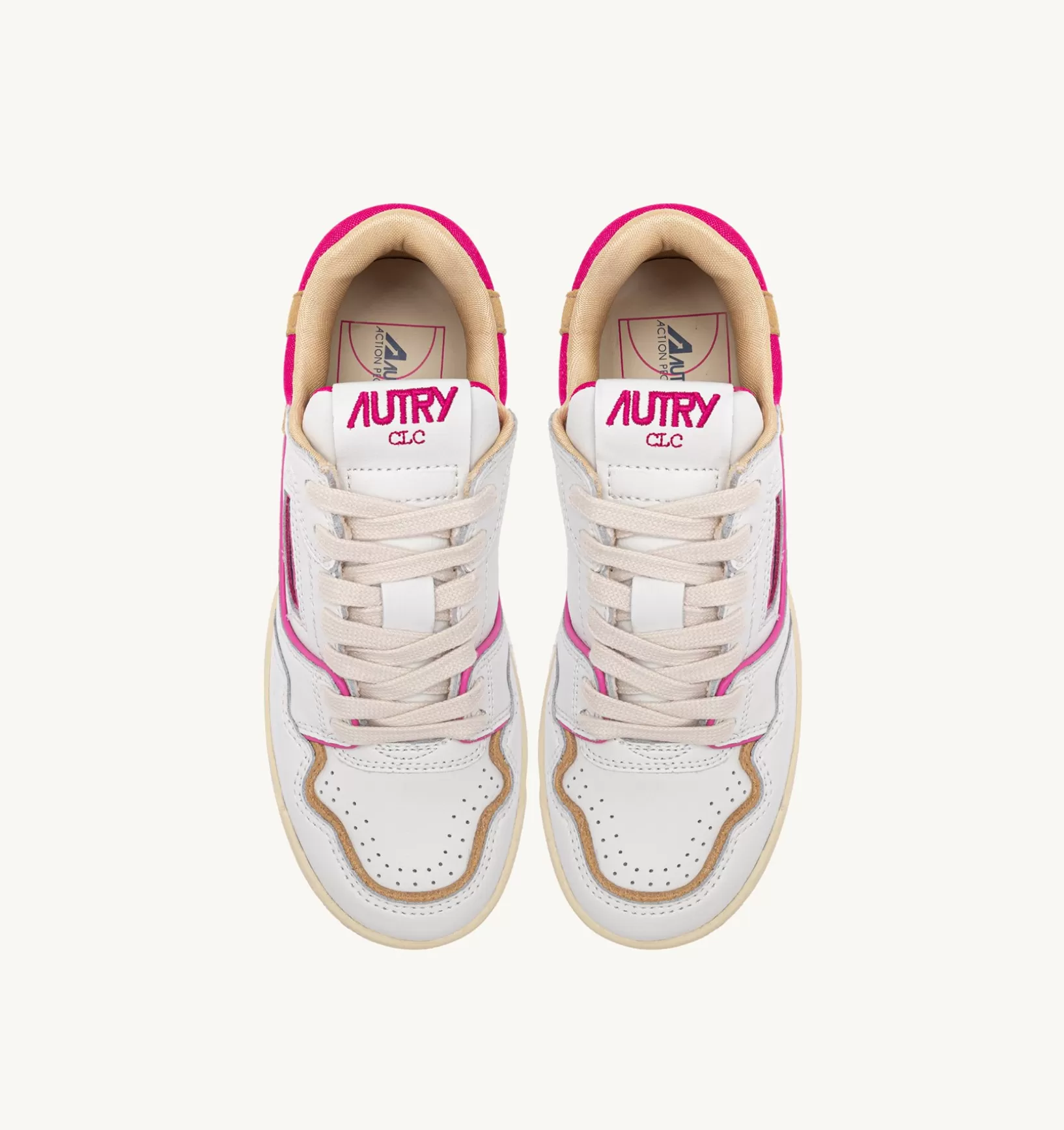 AUTRY Sneakers Clc In Pelle E Suede Colore Bianco Beige E Fuxia^Donna Clc