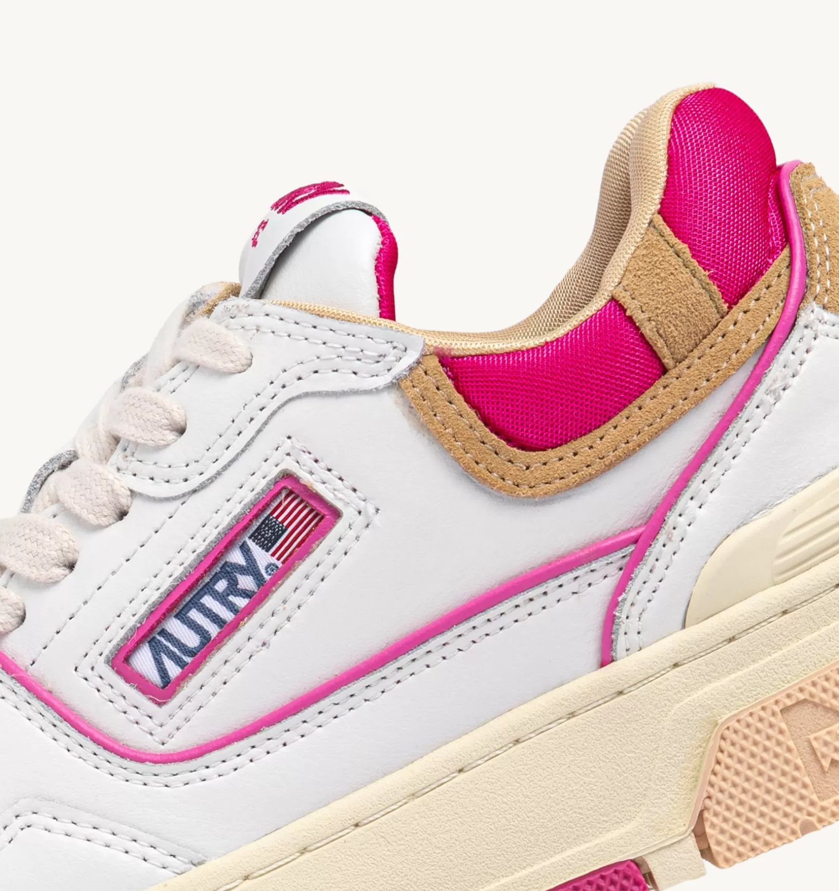 AUTRY Sneakers Clc In Pelle E Suede Colore Bianco Beige E Fuxia^Donna Clc