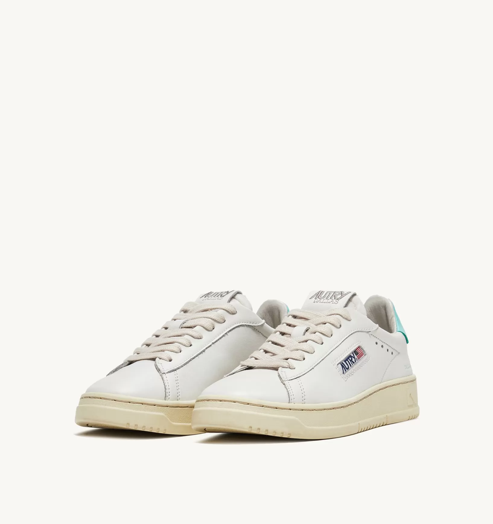 AUTRY Sneakers Dallas Low In Pelle Colore Bianco E Turquoise^Donna Dallas
