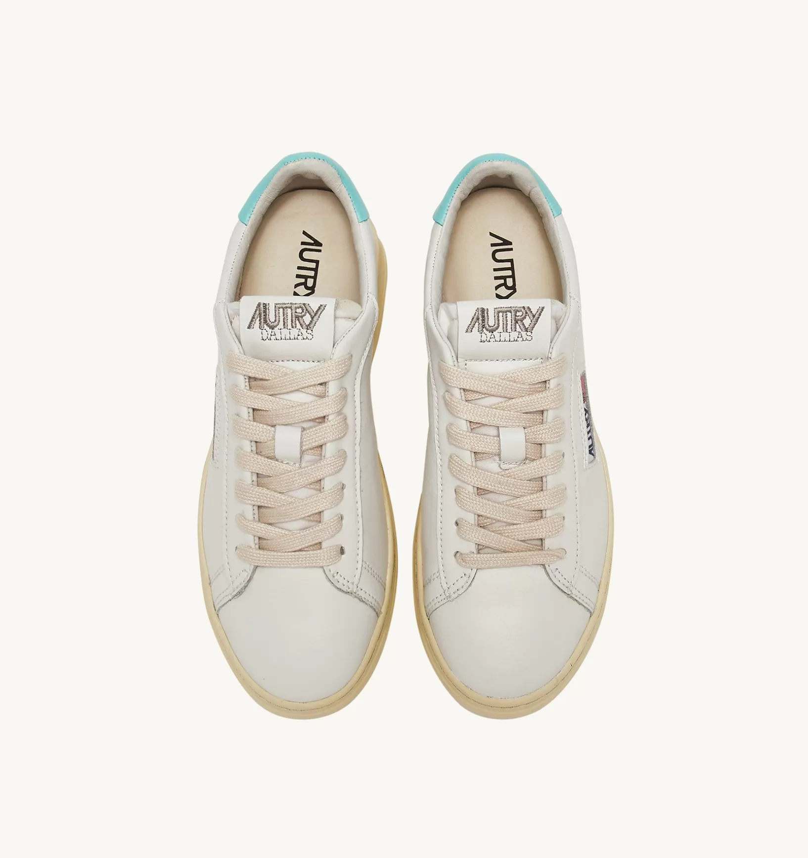 AUTRY Sneakers Dallas Low In Pelle Colore Bianco E Turquoise^Donna Dallas