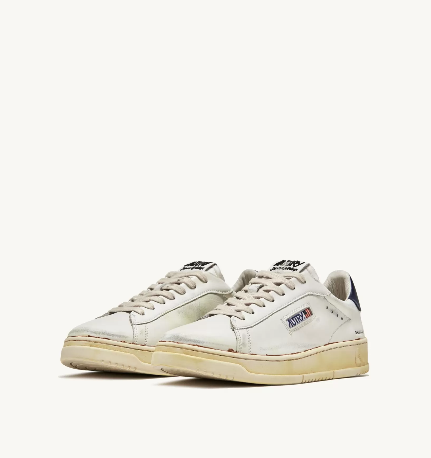 AUTRY Sneakers Dallas Low Super Vintage In Pelle Bianco Blu^Uomo Super Vintage
