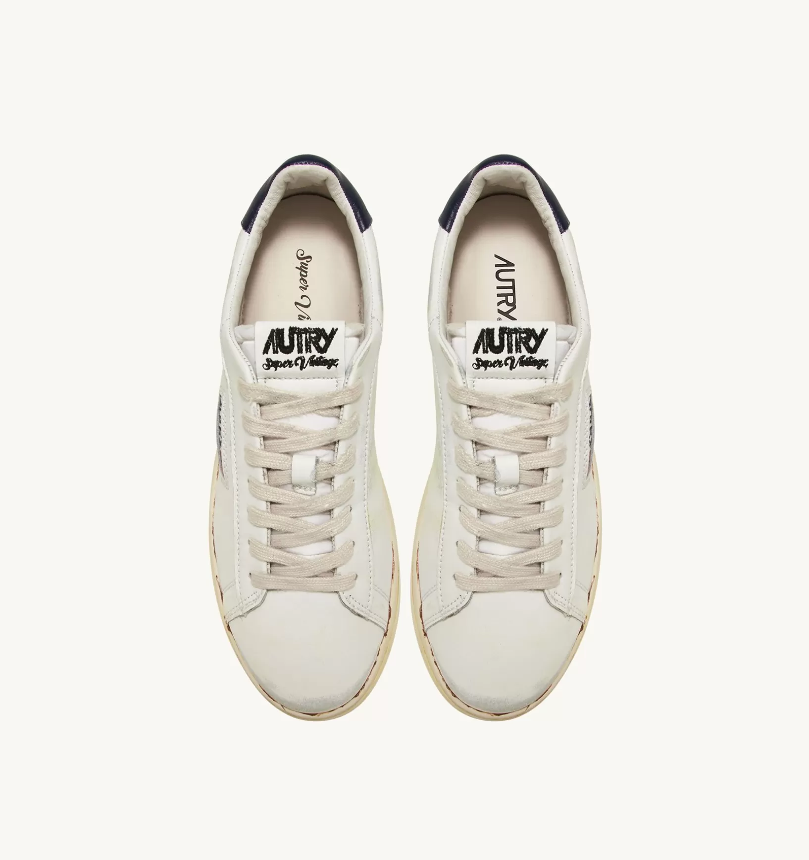 AUTRY Sneakers Dallas Low Super Vintage In Pelle Bianco Blu^Uomo Super Vintage