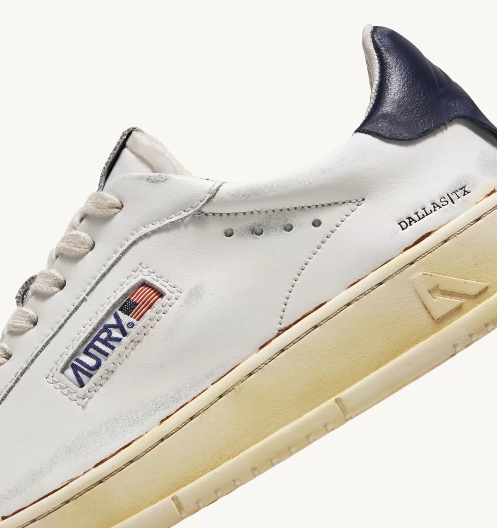 AUTRY Sneakers Dallas Low Super Vintage In Pelle Bianco Blu^Uomo Super Vintage