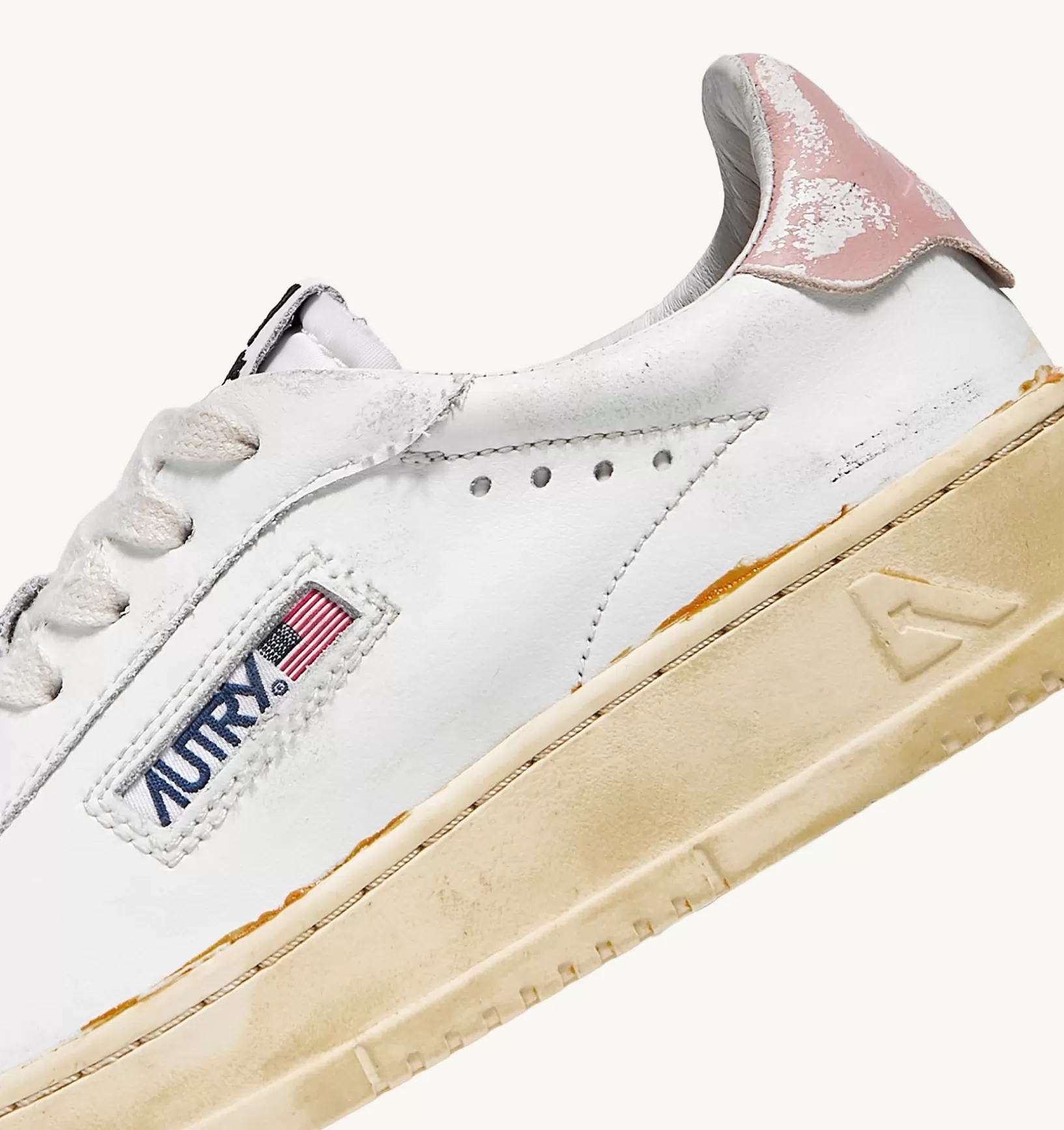 AUTRY Sneakers Dallas Super Vintage Low In Pelle Bianco Rosa^Donna Super Vintage