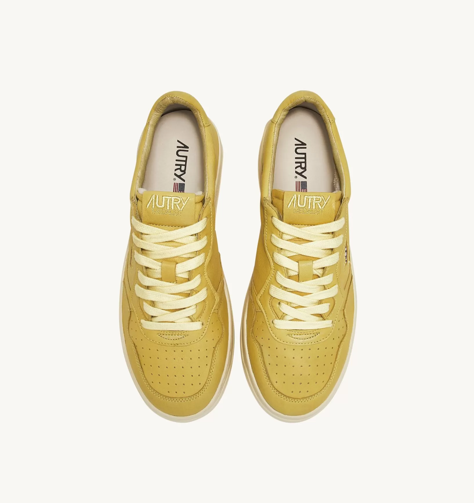 AUTRY Sneakers Medalist Low In Morbida Pelle Yellow Iris Di Capra^Donna Medalist