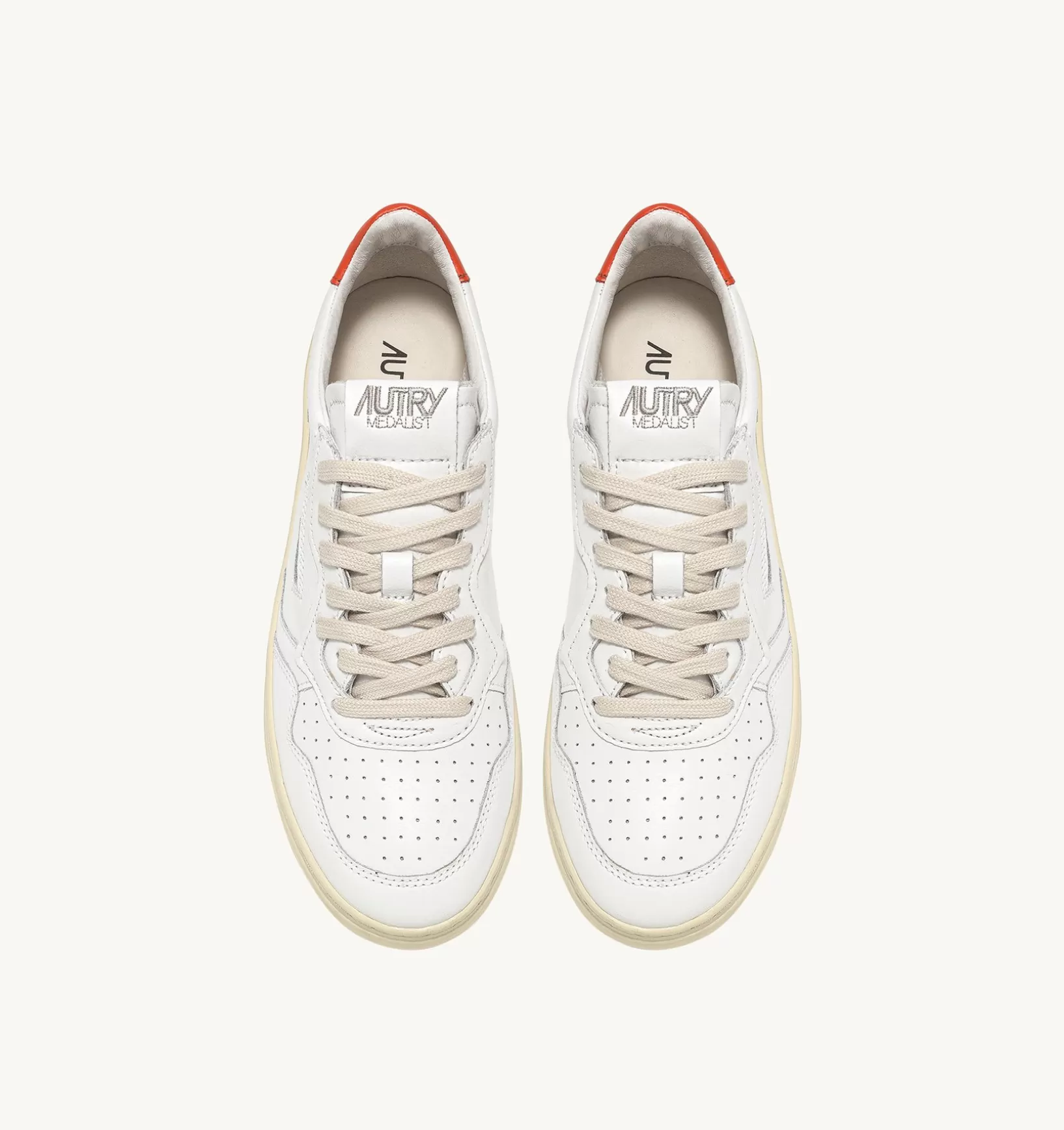 AUTRY Sneakers Medalist Low In Pelle Bianca E Arancione^Uomo Medalist