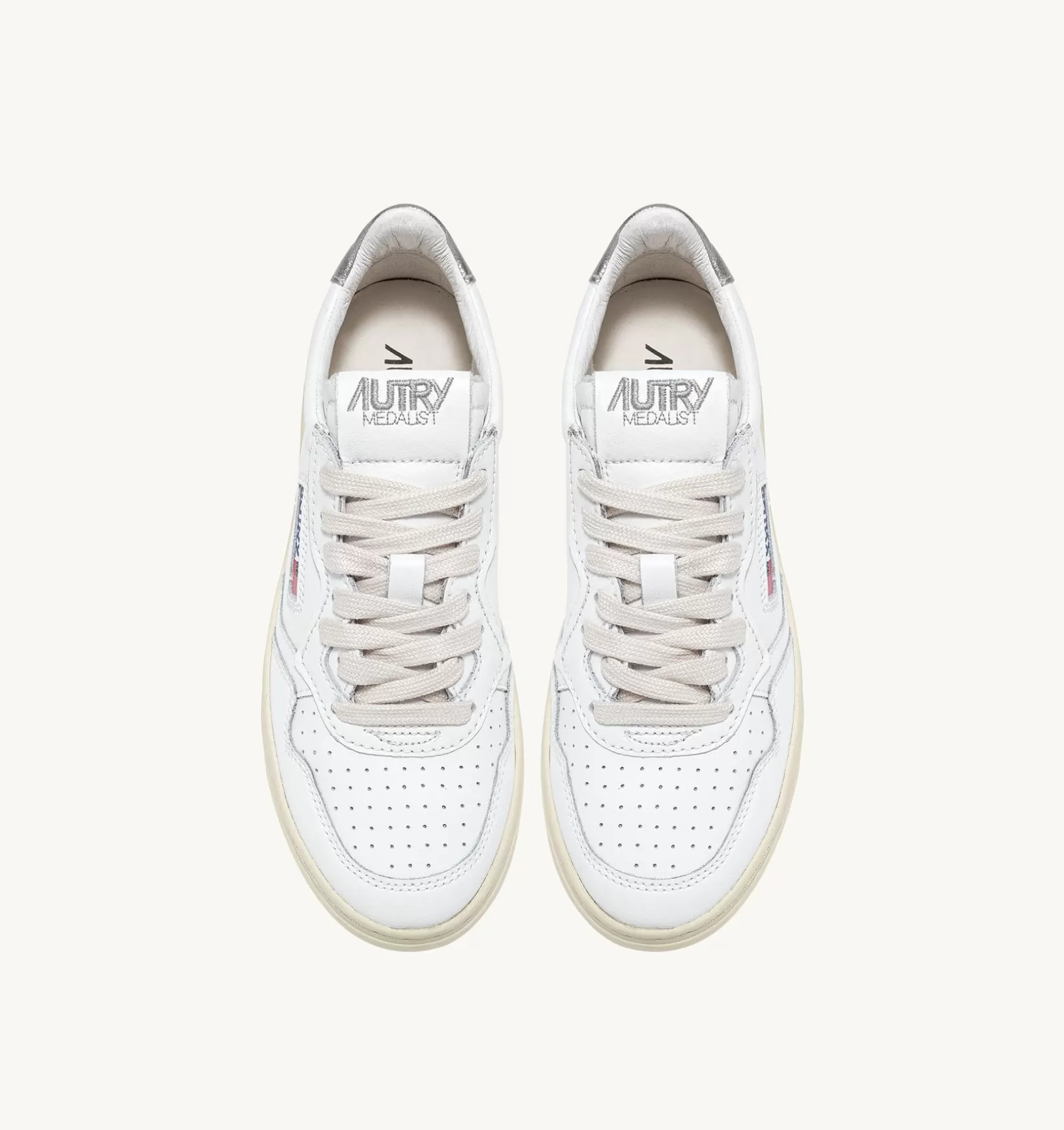 AUTRY Sneakers Medalist Low In Pelle Bianca E Argento^Donna Medalist