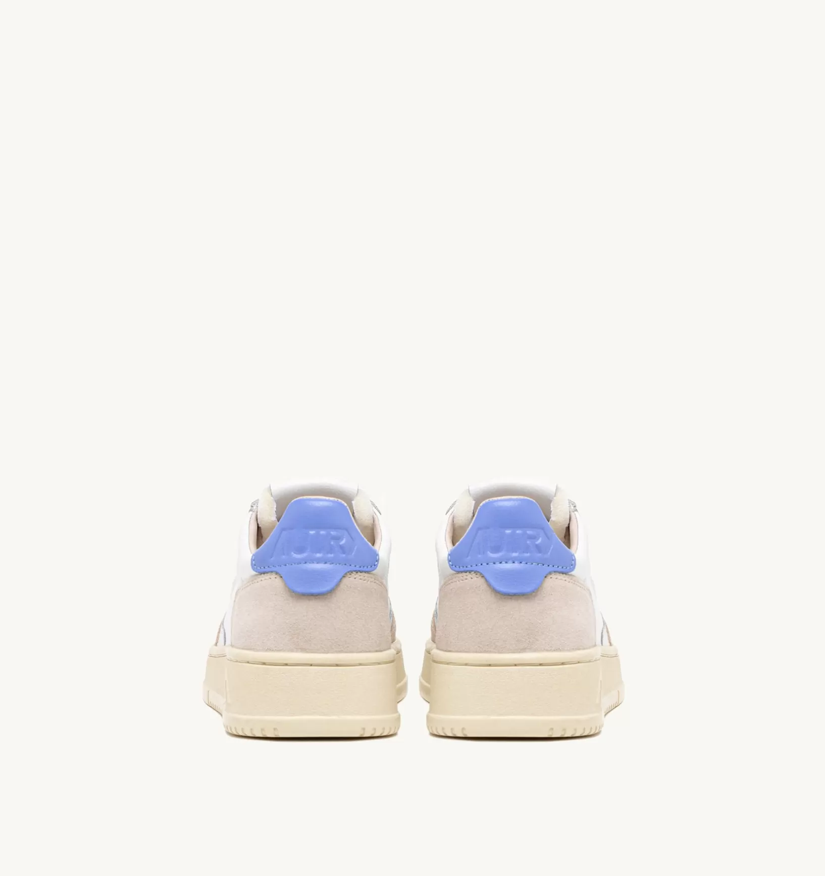 AUTRY Sneakers Medalist Low In Pelle Bianca E Azzurra E Suede Beige^Donna Medalist