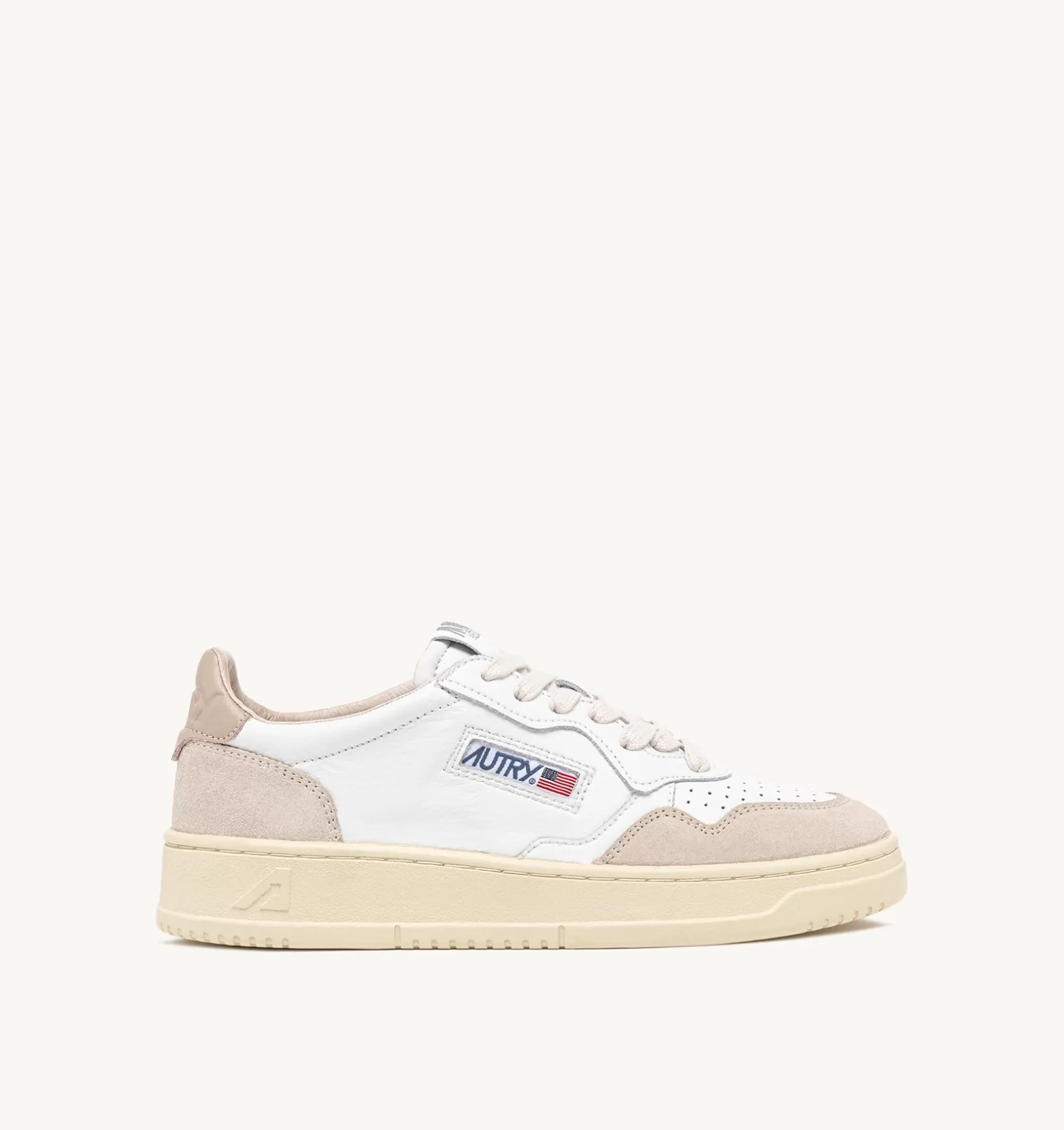 AUTRY Sneakers Medalist Low In Pelle Bianca E Beige E Suede Beige^Donna Medalist