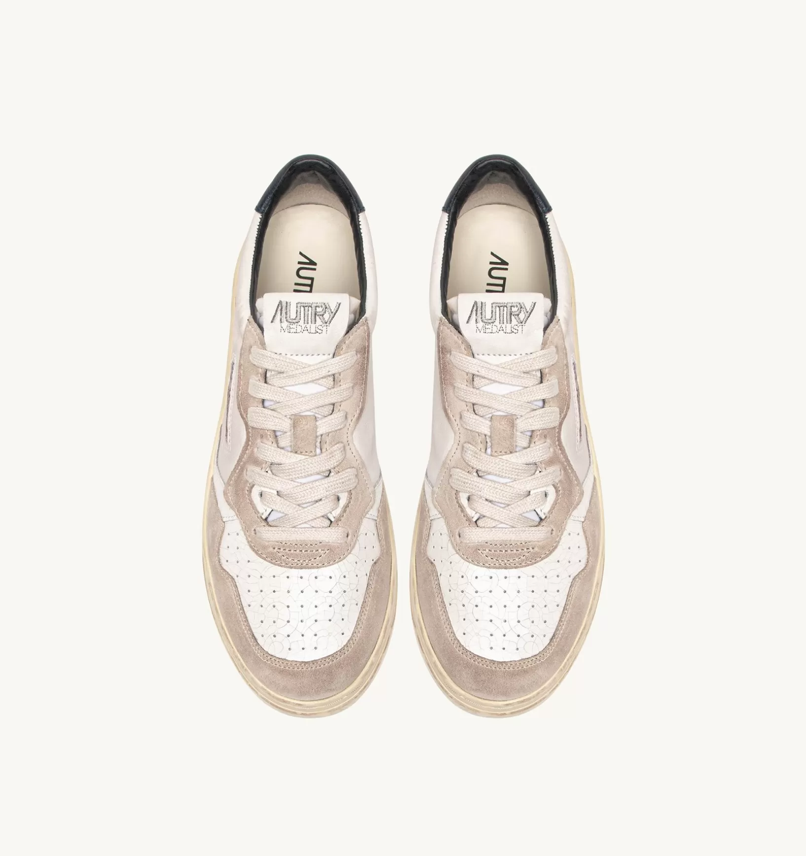 AUTRY Sneakers Medalist Low In Pelle Bianca E Blu E Suede Beige^Uomo Medalist