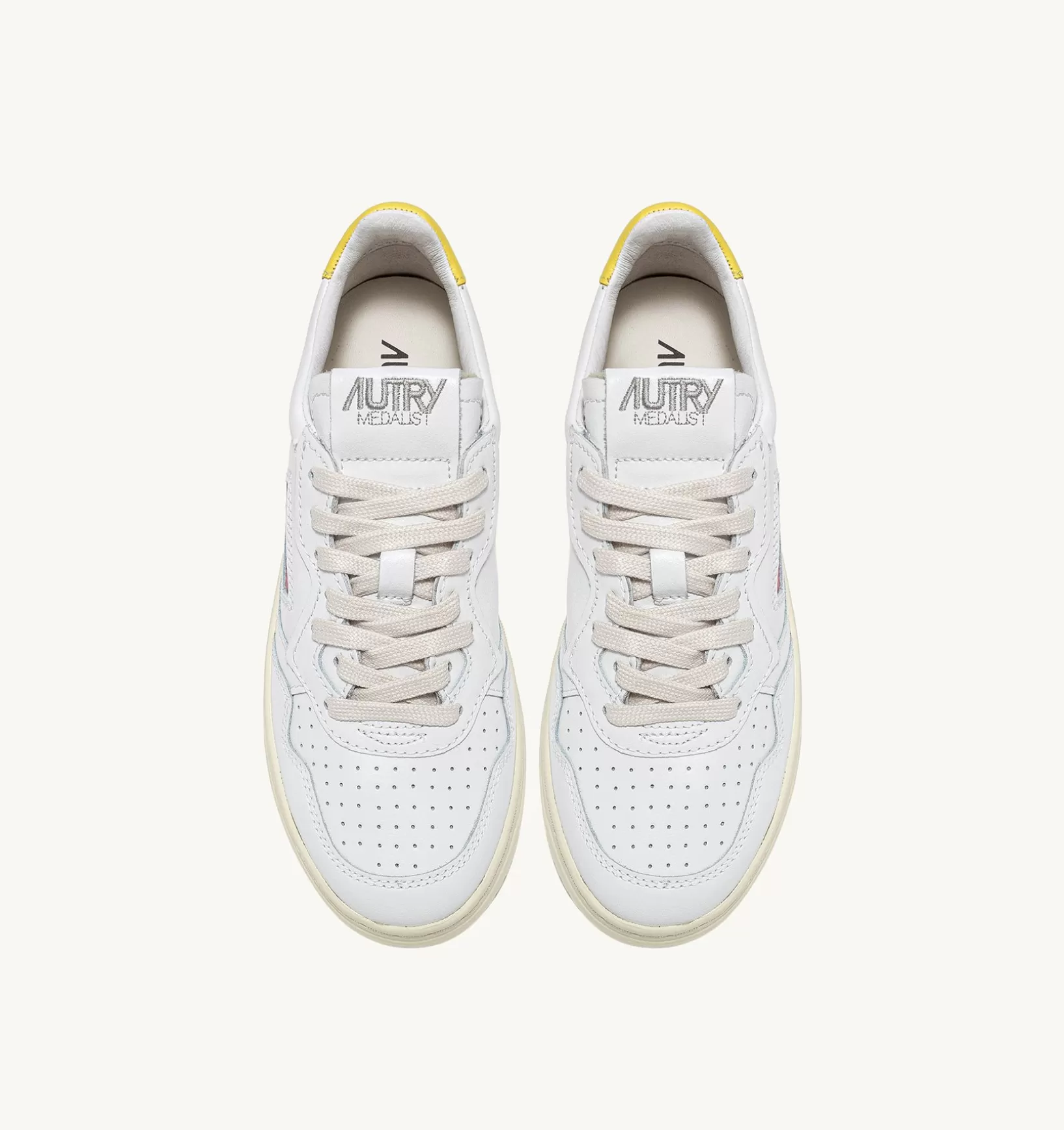 AUTRY Sneakers Medalist Low In Pelle Bianca E Giallo^Donna Medalist