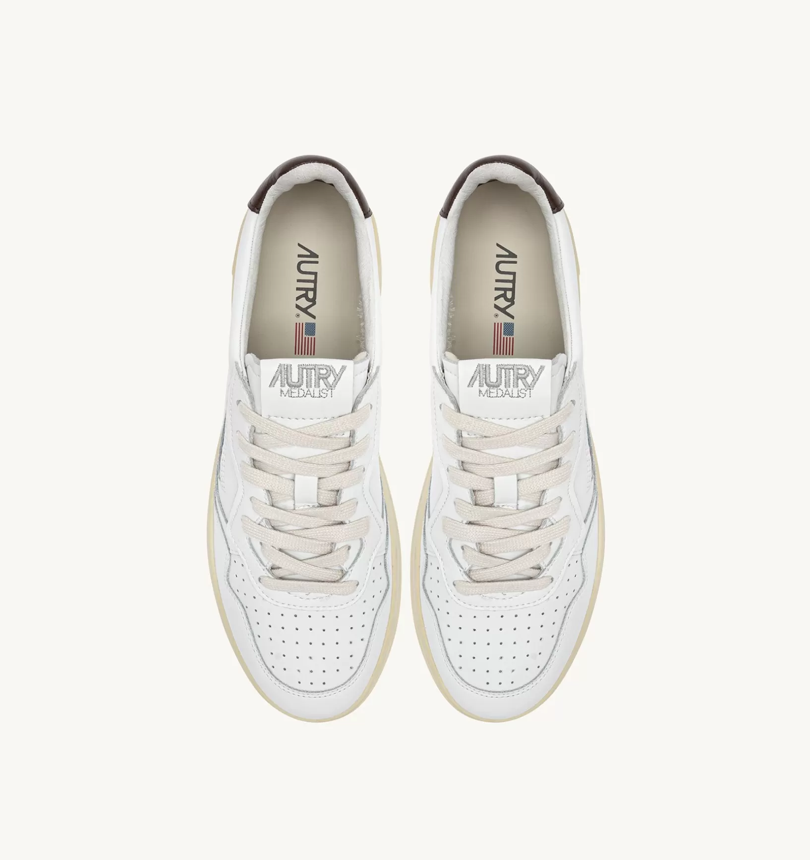 AUTRY Sneakers Medalist Low In Pelle Bianca E Marrone^Uomo Medalist
