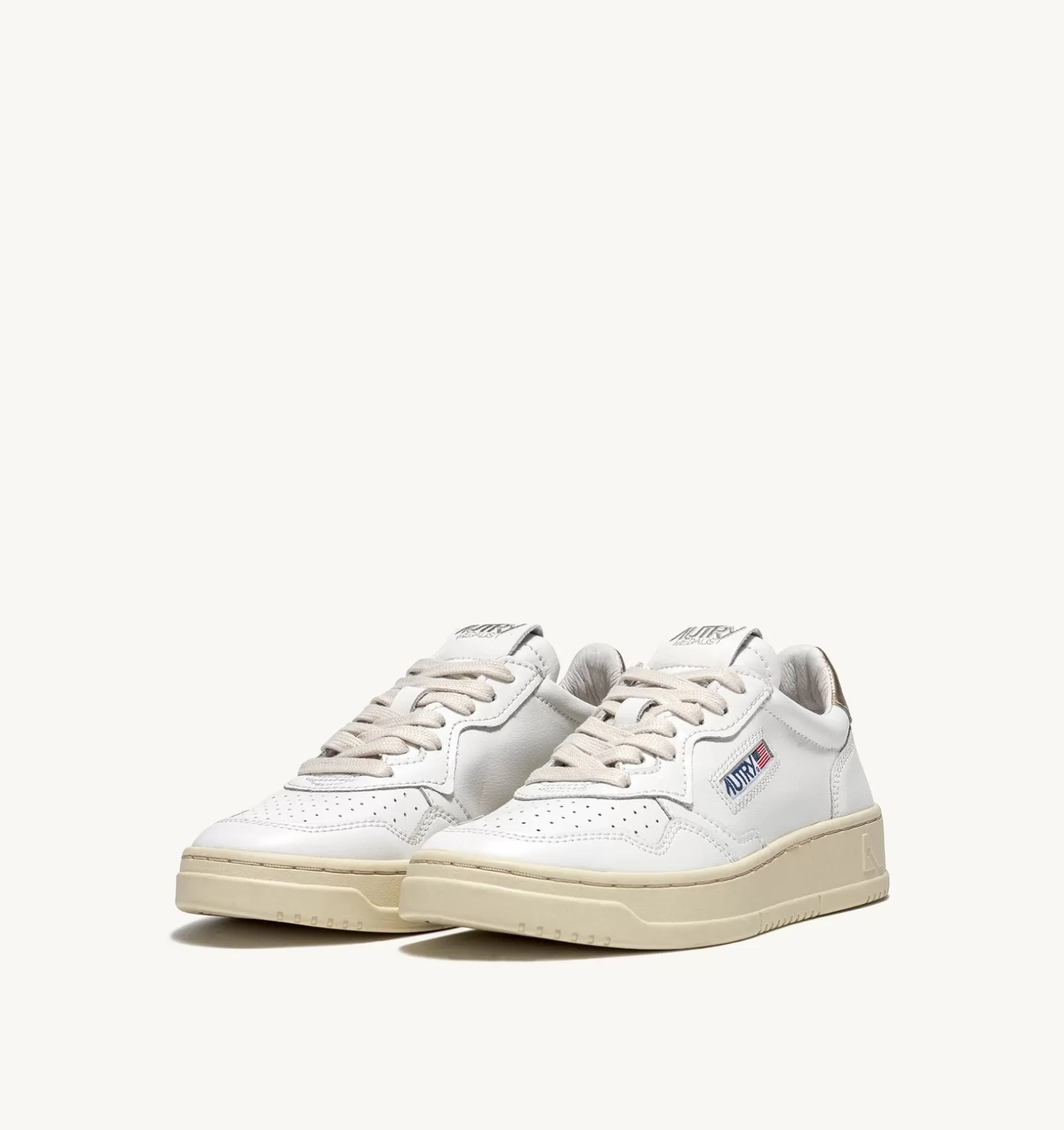 AUTRY Sneakers Medalist Low In Pelle Bianca E Oro^Donna Medalist