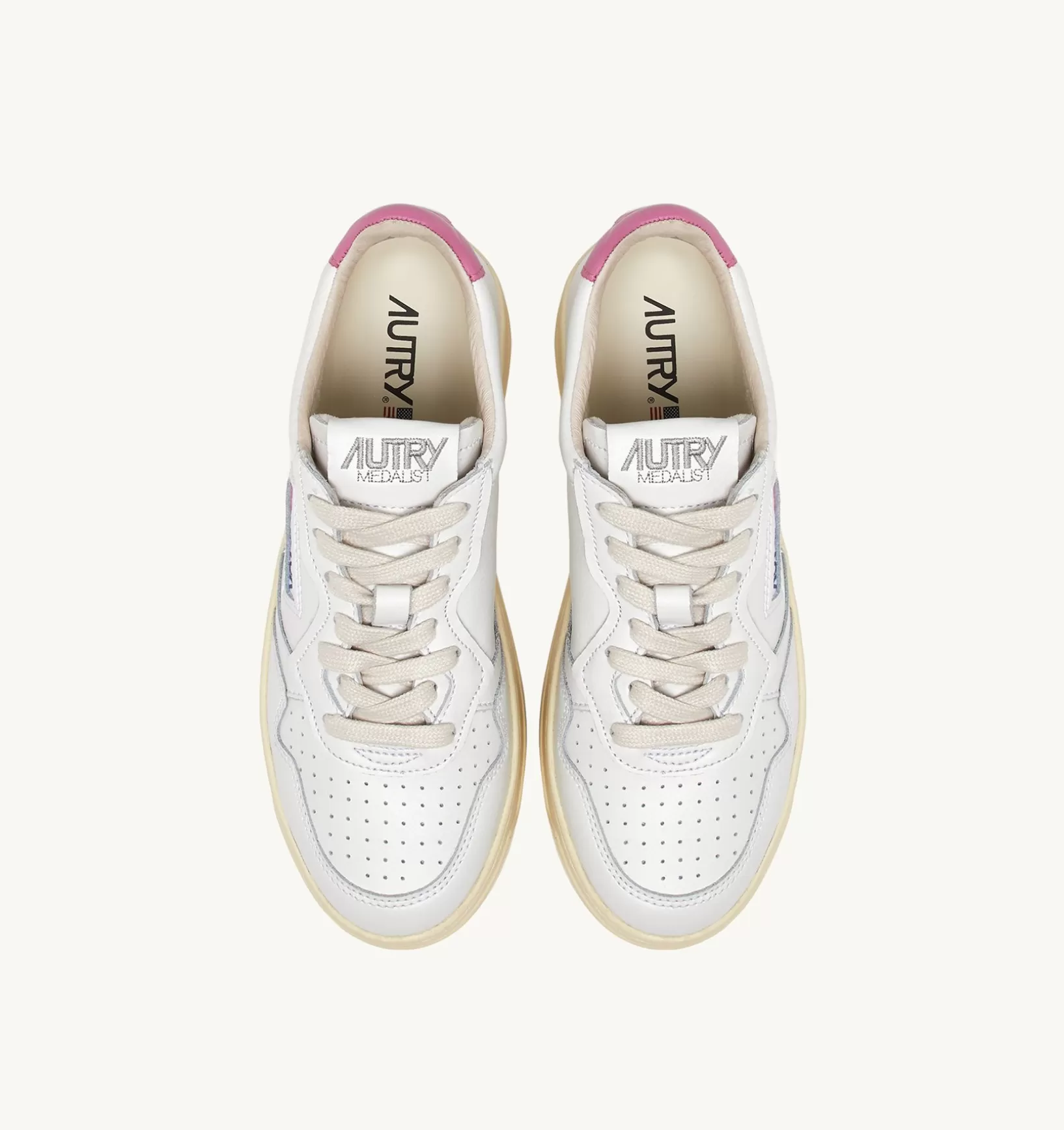 AUTRY Sneakers Medalist Low In Pelle Bianca E Rosa^Donna Medalist