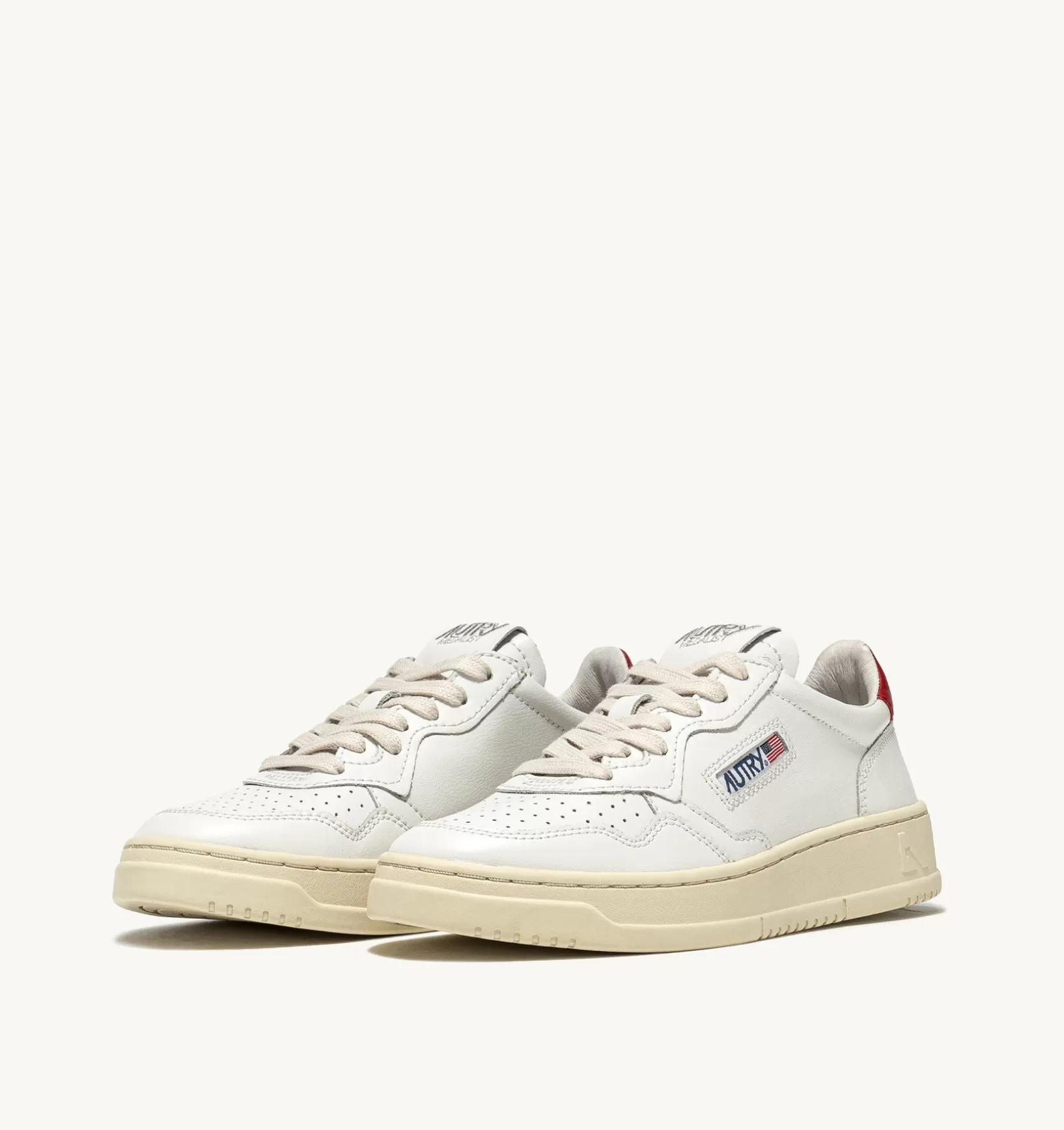 AUTRY Sneakers Medalist Low In Pelle Bianca E Rosso^Uomo Medalist