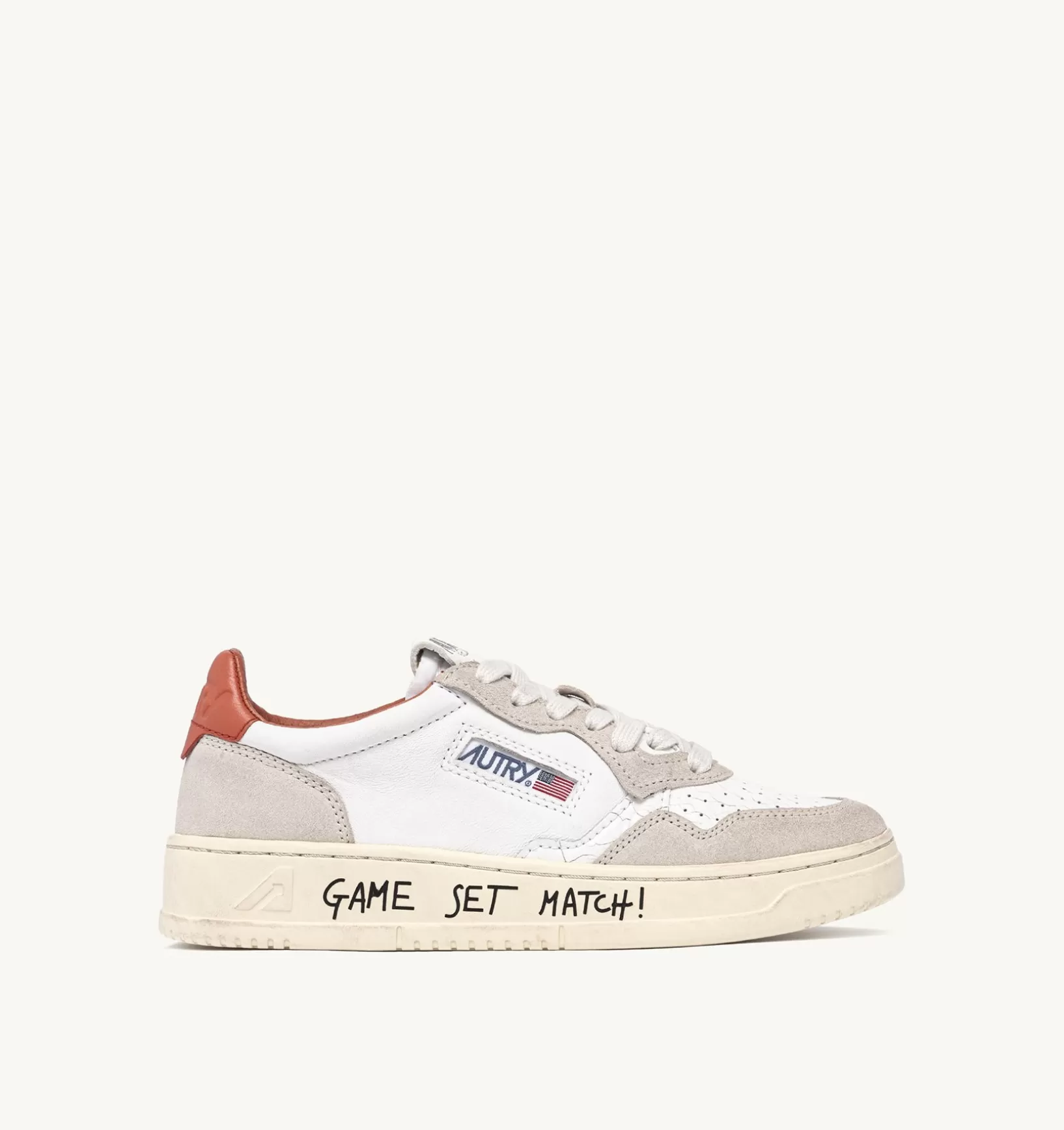 AUTRY Sneakers Medalist Low In Pelle Bianca E Suede Beige^Uomo Medalist