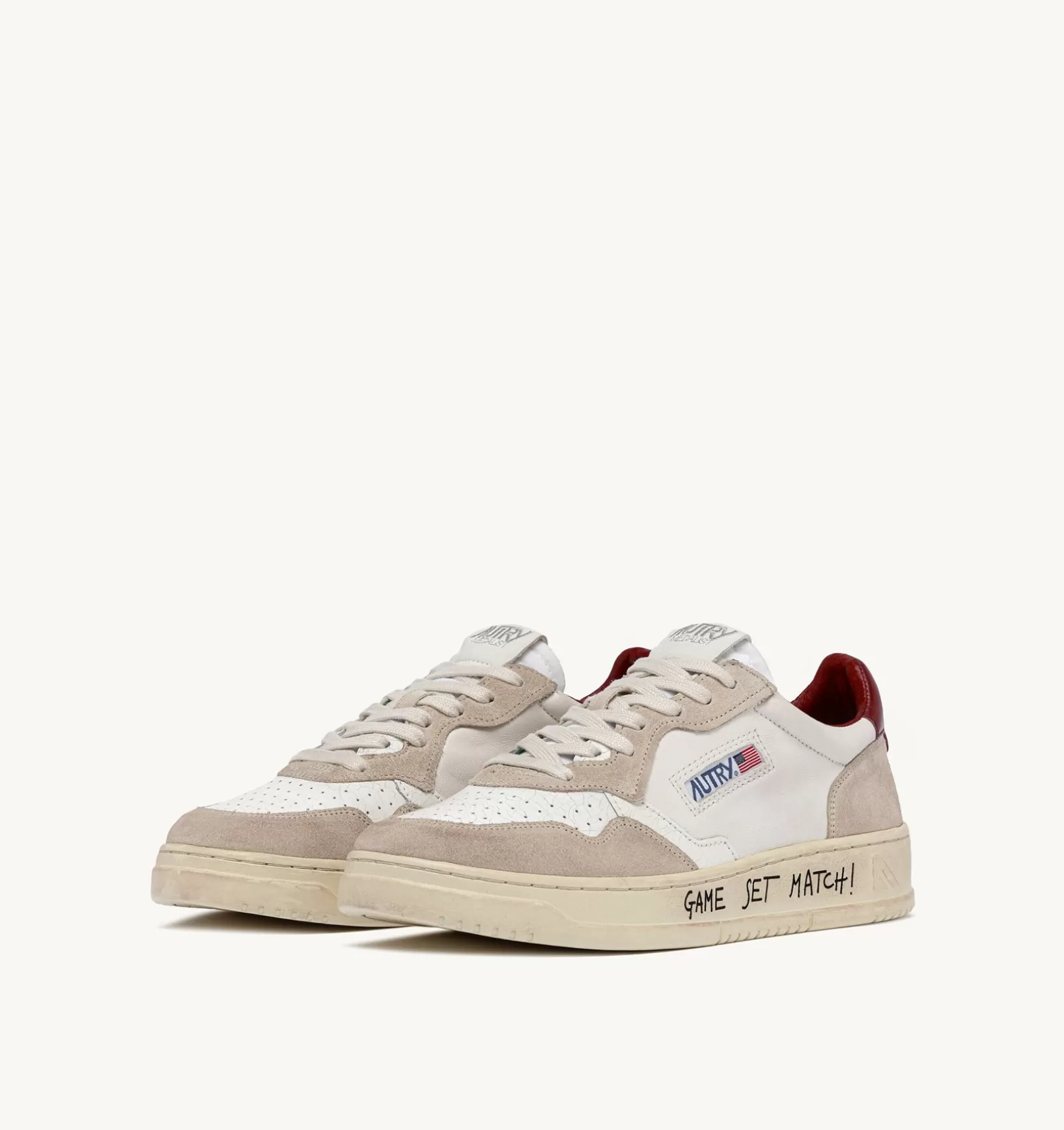 AUTRY Sneakers Medalist Low In Pelle Bianca E Suede Beige^Uomo Medalist