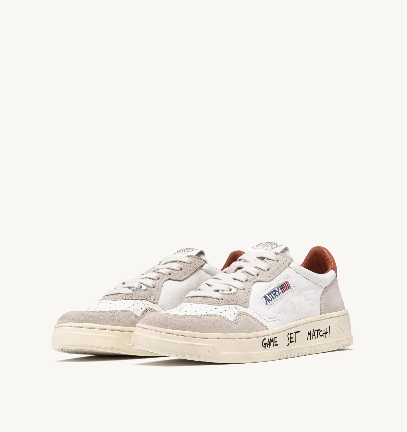 AUTRY Sneakers Medalist Low In Pelle Bianca E Suede Beige^Uomo Medalist