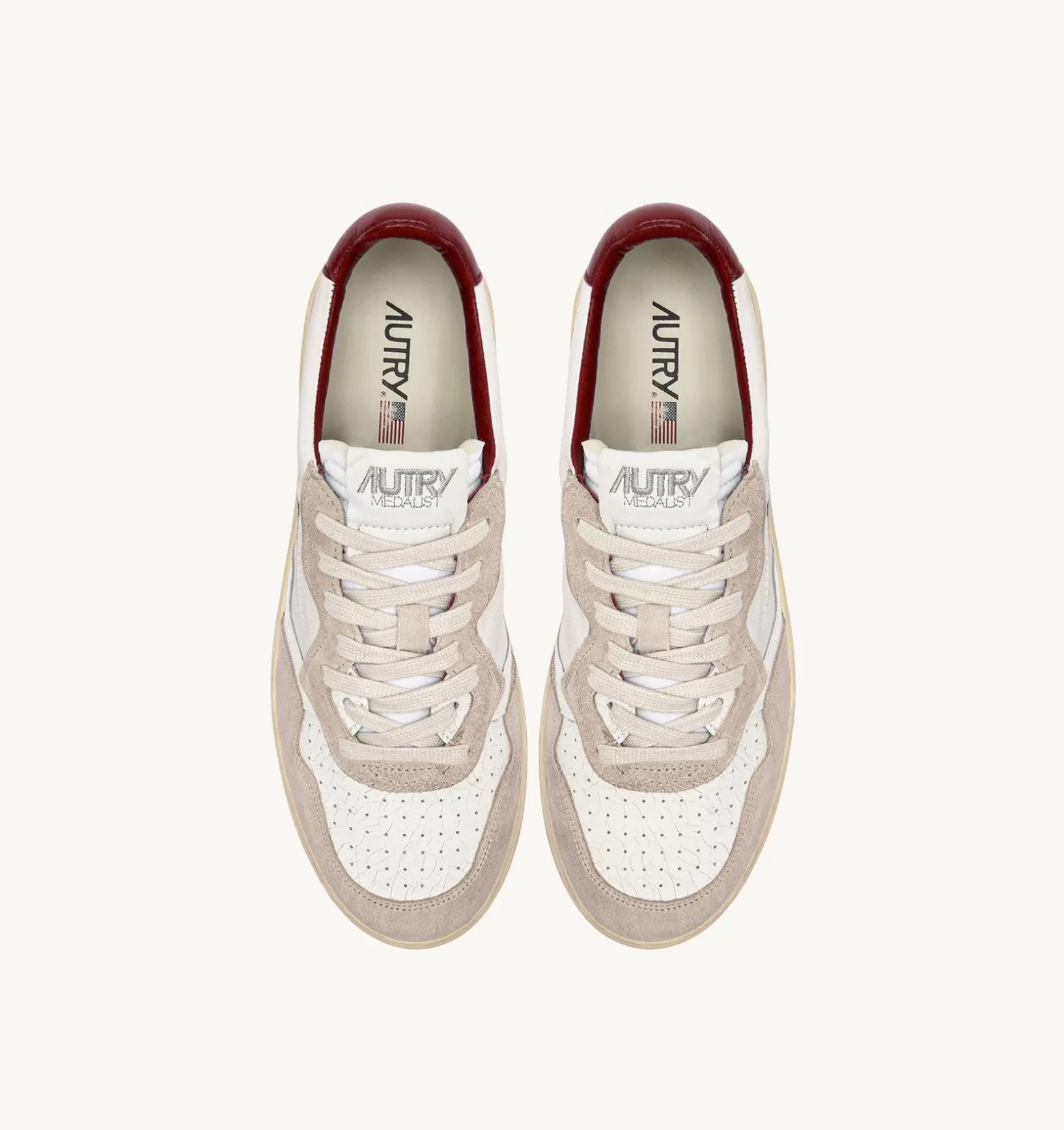 AUTRY Sneakers Medalist Low In Pelle Bianca E Suede Beige^Uomo Medalist