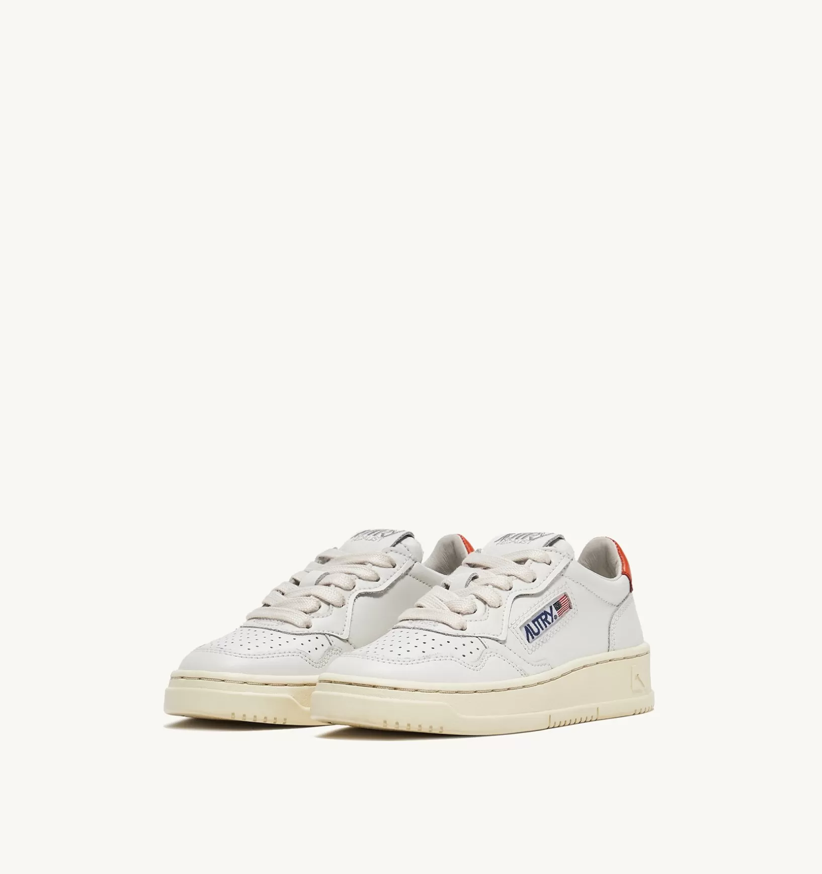 AUTRY Sneakers Medalist Low In Pelle Bianca E Tangerine Per Bambini^Bambino Medalist