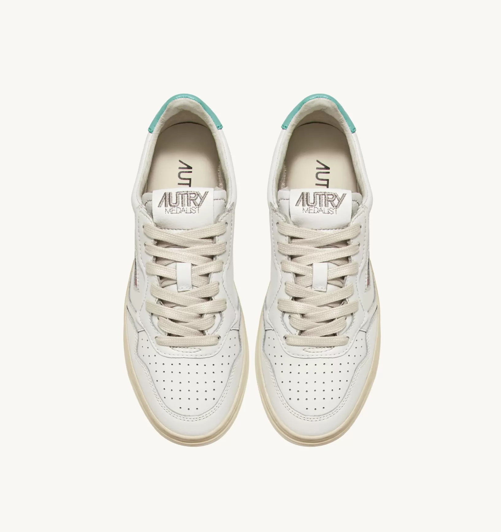 AUTRY Sneakers Medalist Low In Pelle Bianca E Turquoise^Donna Medalist