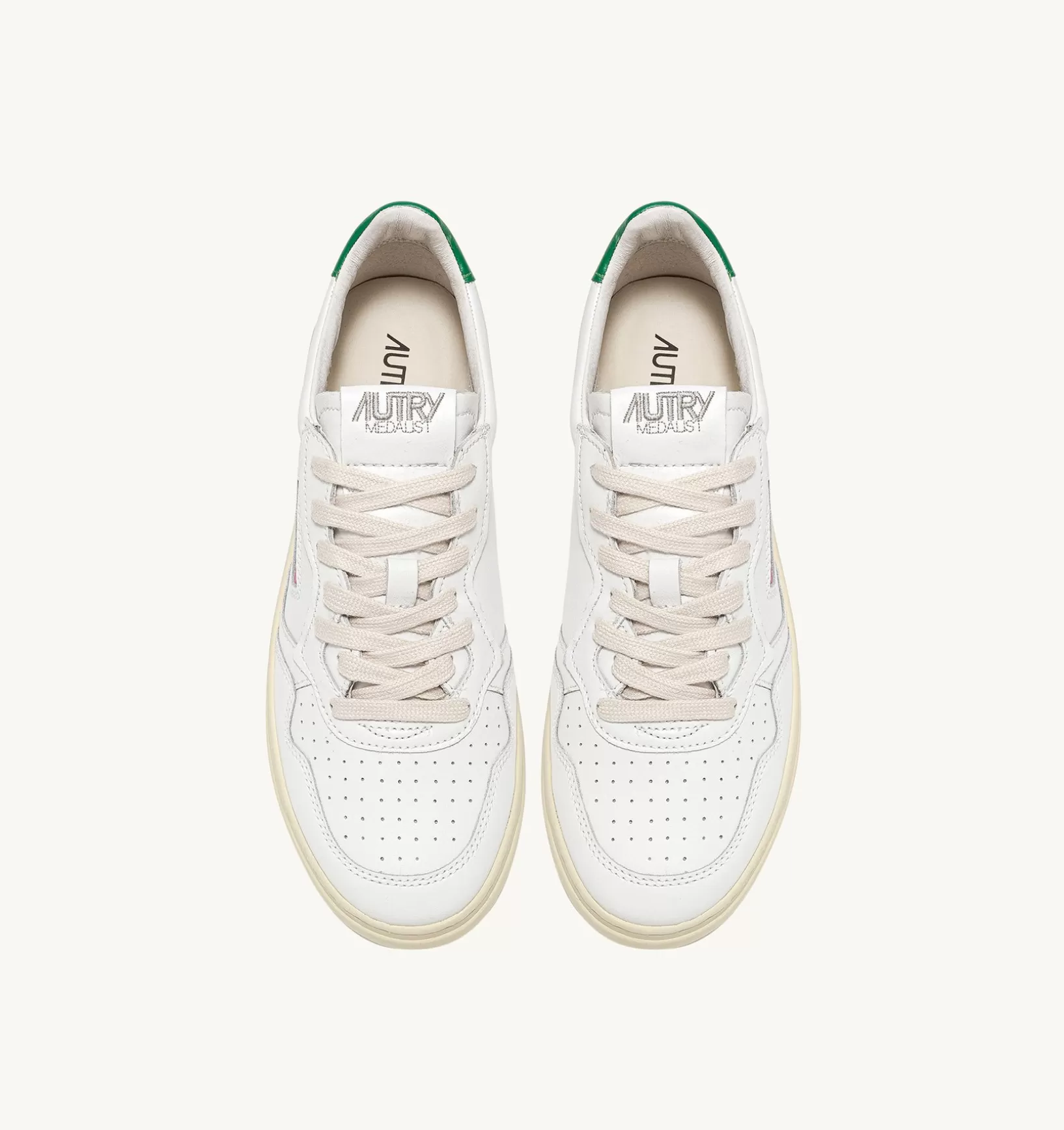 AUTRY Sneakers Medalist Low In Pelle Bianca E Verde^Uomo Medalist