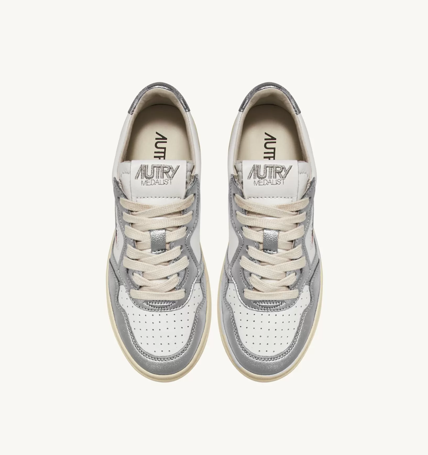 AUTRY Sneakers Medalist Low In Pelle Bicolor Bianco E Silver^Donna Medalist