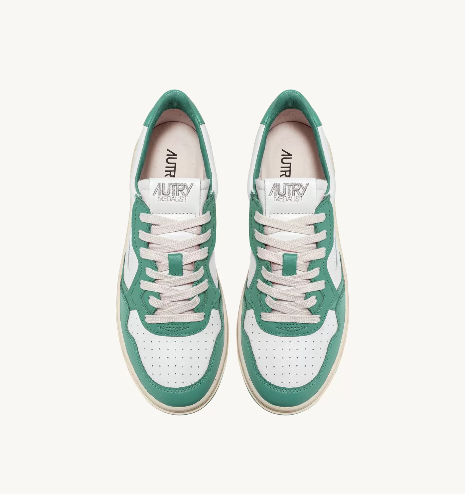 AUTRY Sneakers Medalist Low In Pelle Bicolore Bianca E Malachi^Uomo Medalist