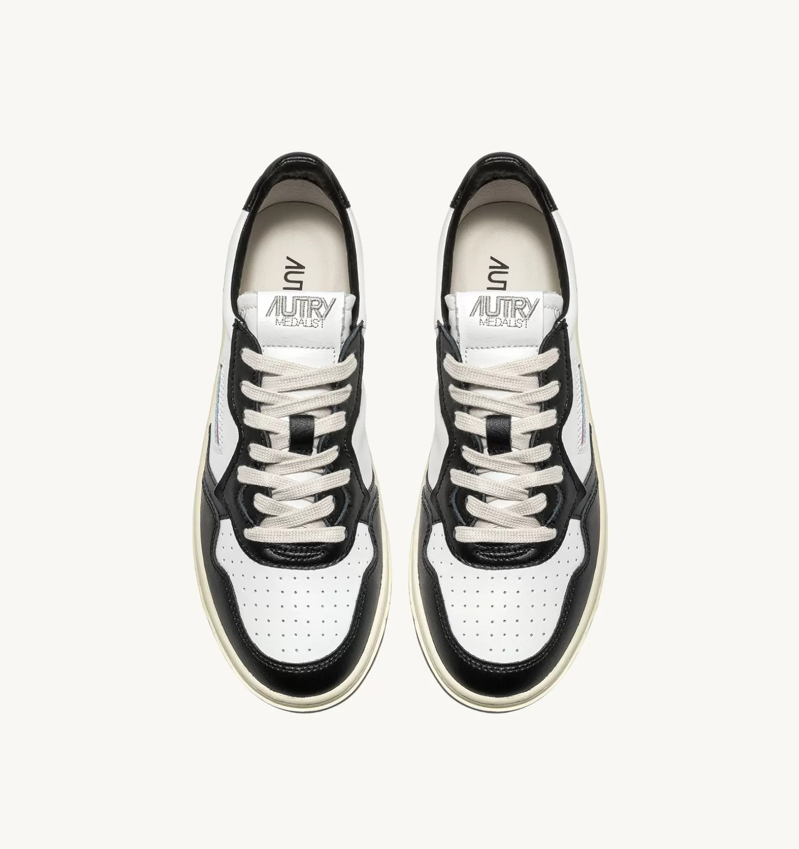 AUTRY Sneakers Medalist Low In Pelle Bicolore Bianca E Nera^Uomo Medalist