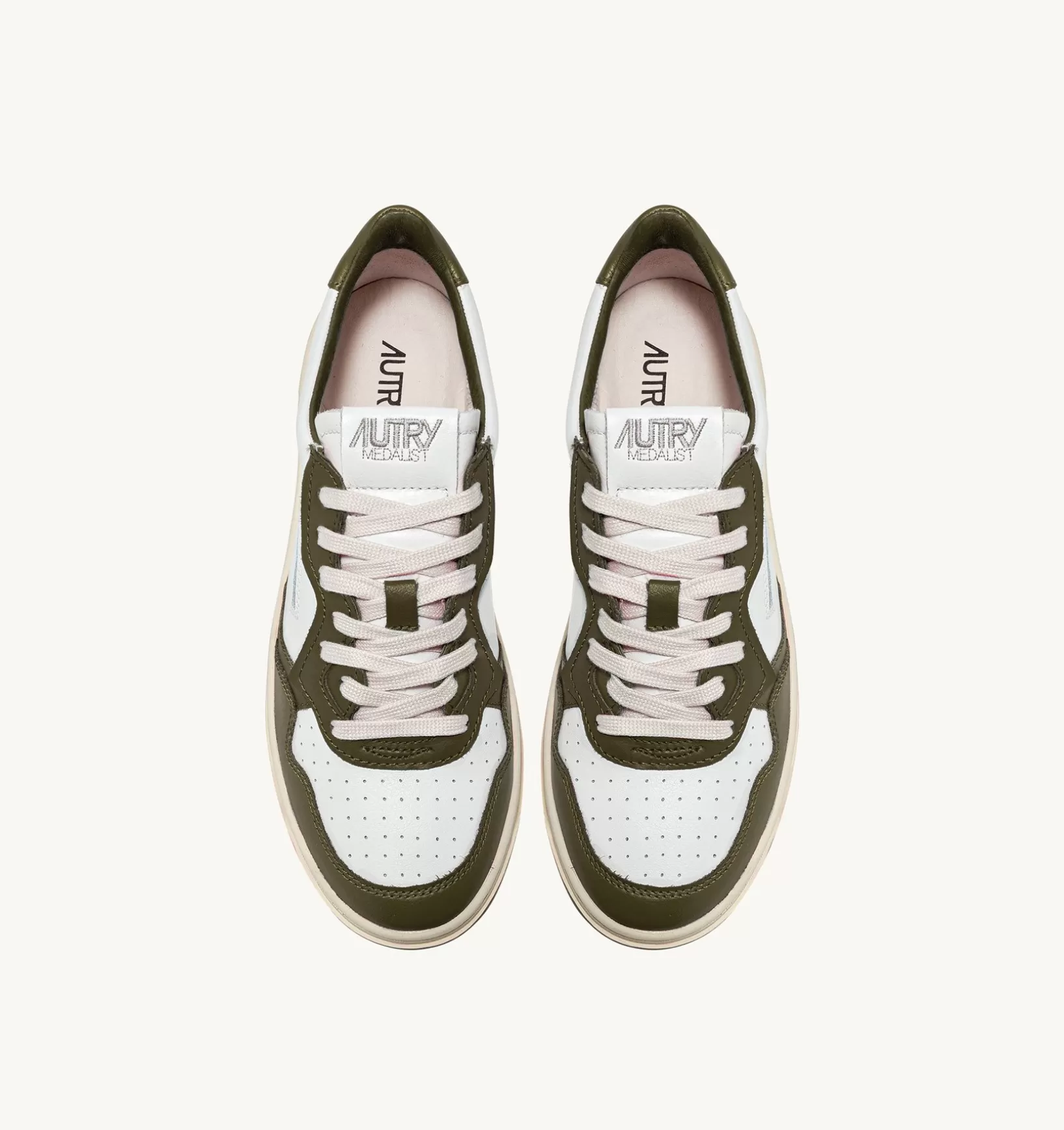 AUTRY Sneakers Medalist Low In Pelle Bicolore Bianca E Oliva^Uomo Medalist