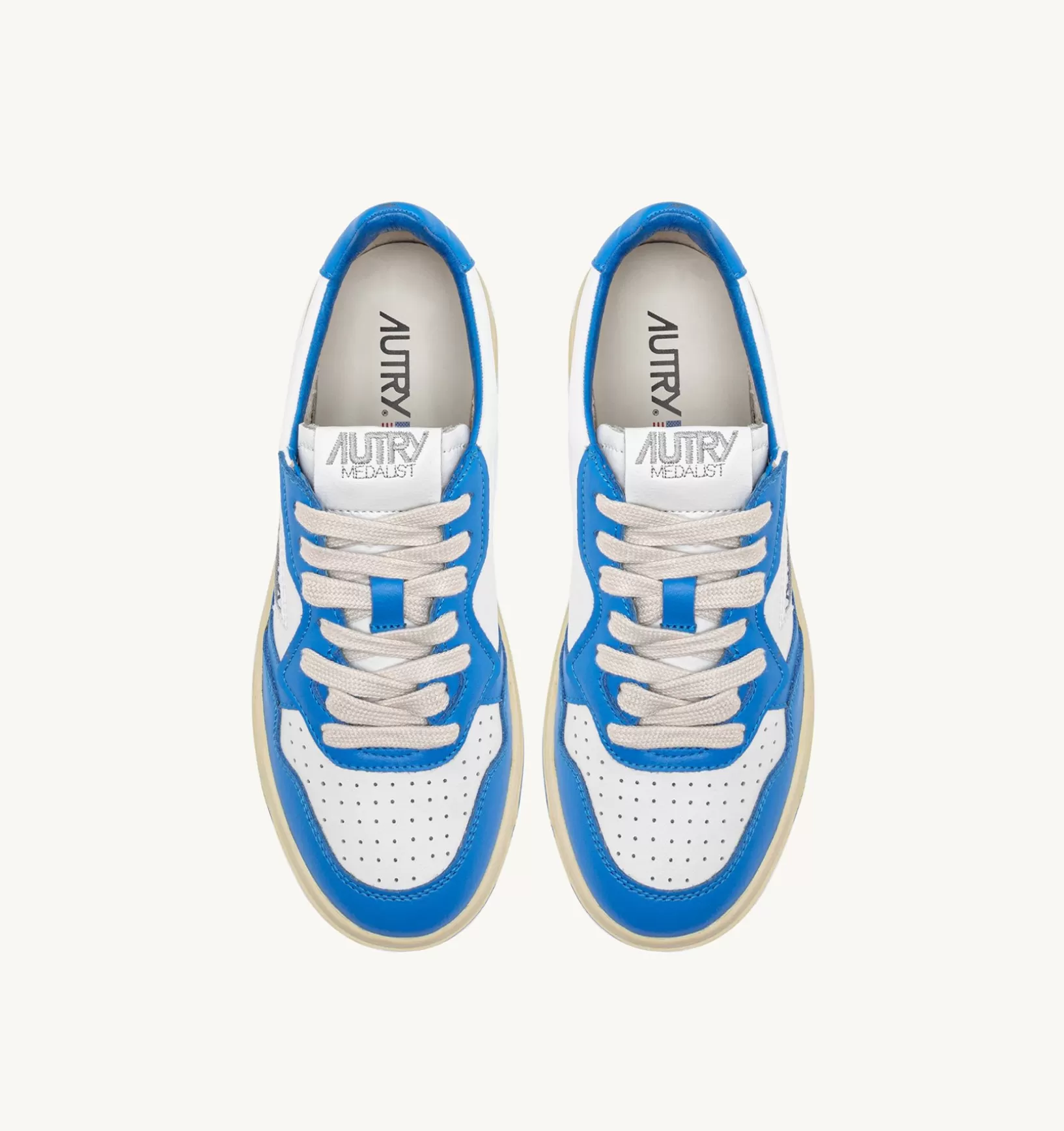 AUTRY Sneakers Medalist Low In Pelle Bicolore Bianco E Azzurro^Donna Medalist