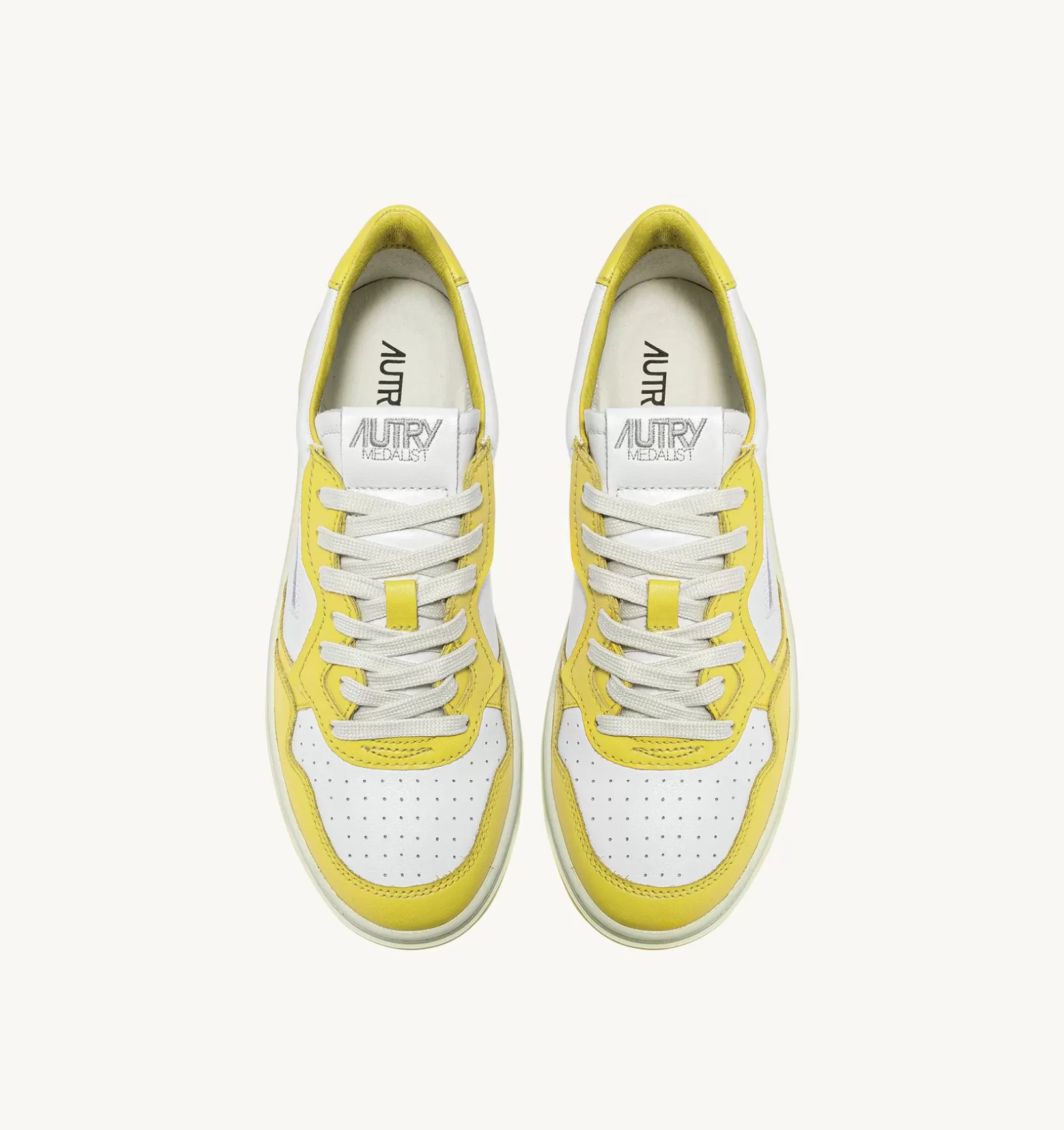 AUTRY Sneakers Medalist Low In Pelle Bicolore Bianco E Giallo^Donna Medalist