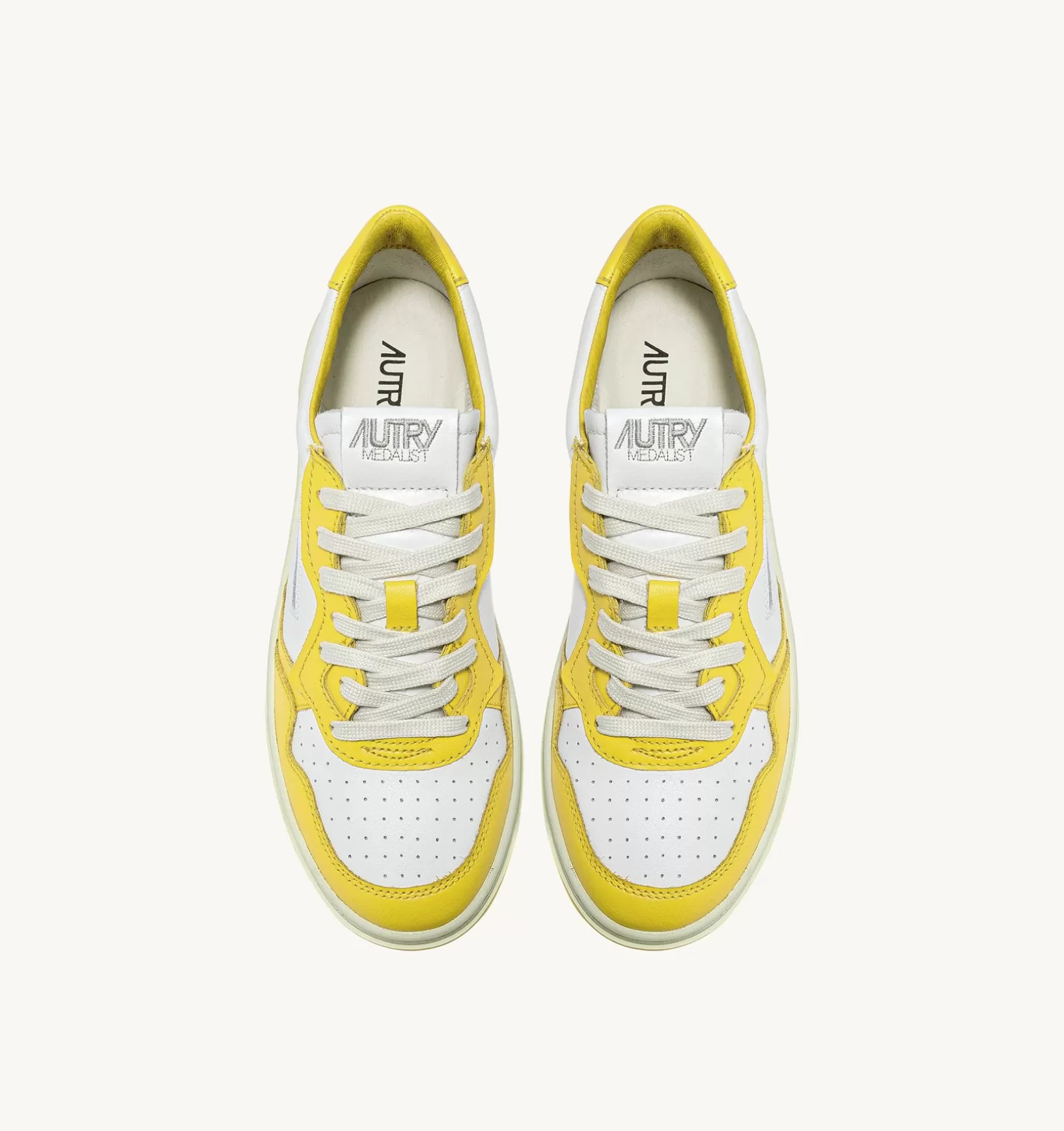 AUTRY Sneakers Medalist Low In Pelle Bicolore Bianco E Giallo^Donna Medalist