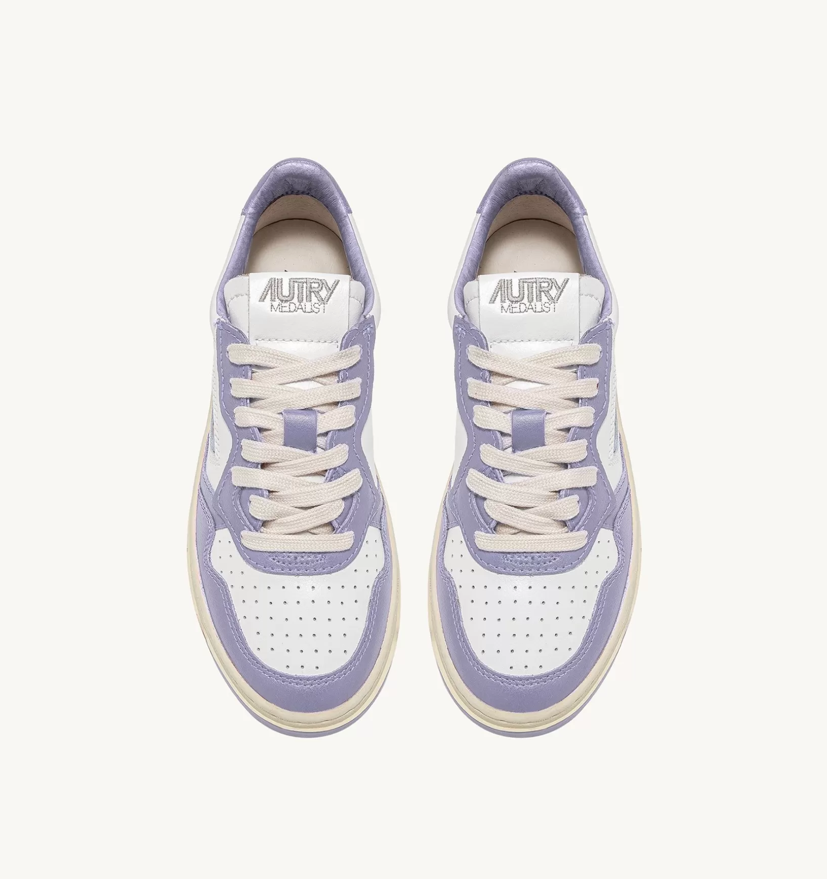 AUTRY Sneakers Medalist Low In Pelle Bicolore Bianco E Lavender^Uomo Medalist