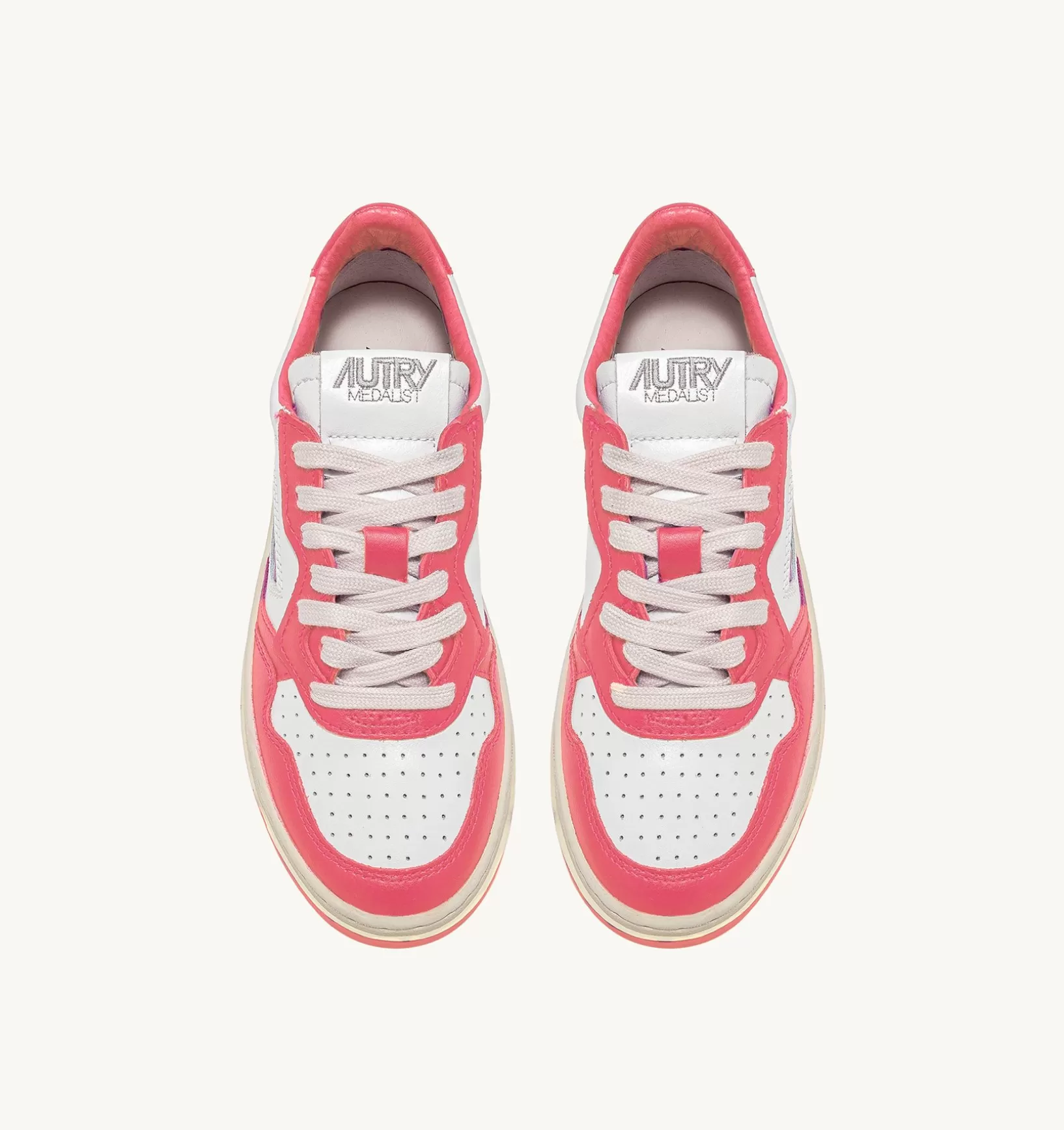 AUTRY Sneakers Medalist Low In Pelle Bicolore Bianco E Lobster^Donna Medalist