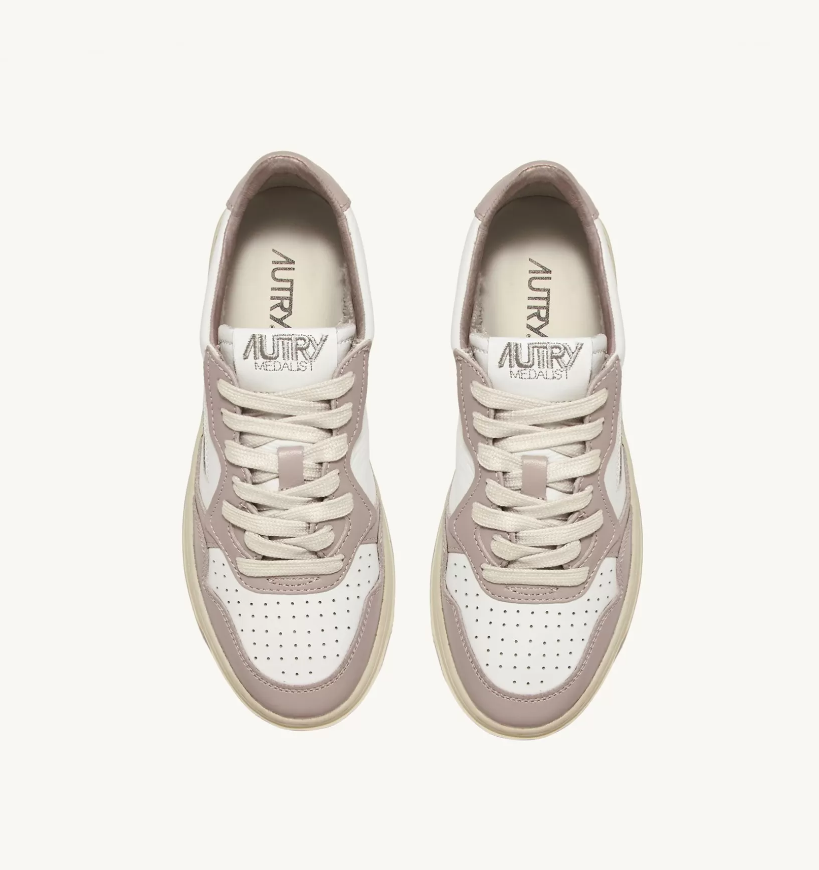 AUTRY Sneakers Medalist Low In Pelle Bicolore Bianco E Mushroom^Donna Medalist
