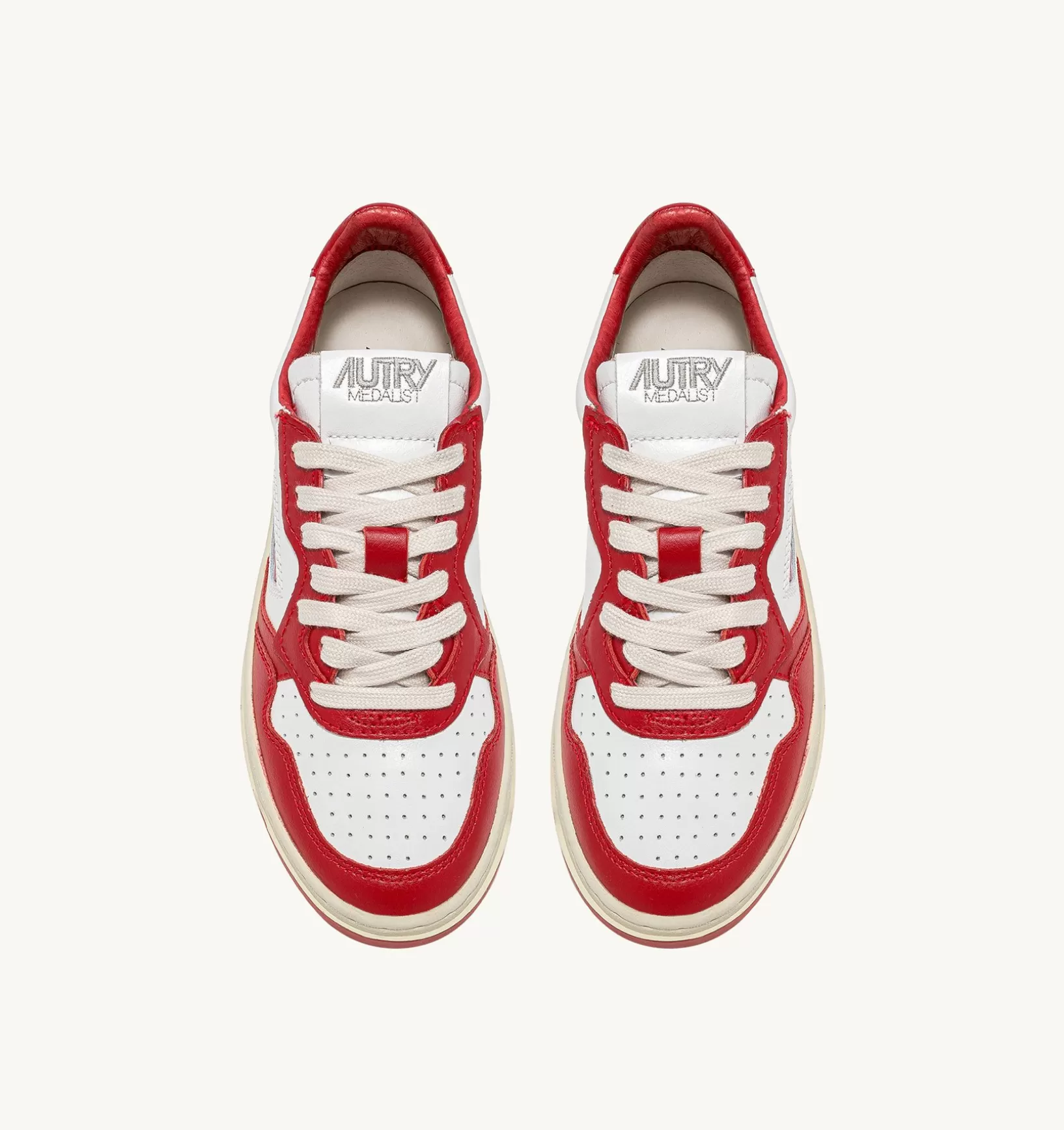 AUTRY Sneakers Medalist Low In Pelle Bicolore Bianco E Rosso^Uomo Medalist